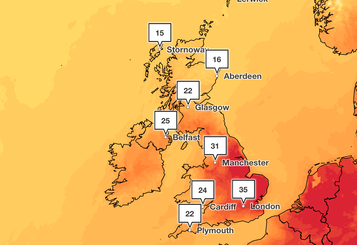 Temperatures in the south will remain high on Friday