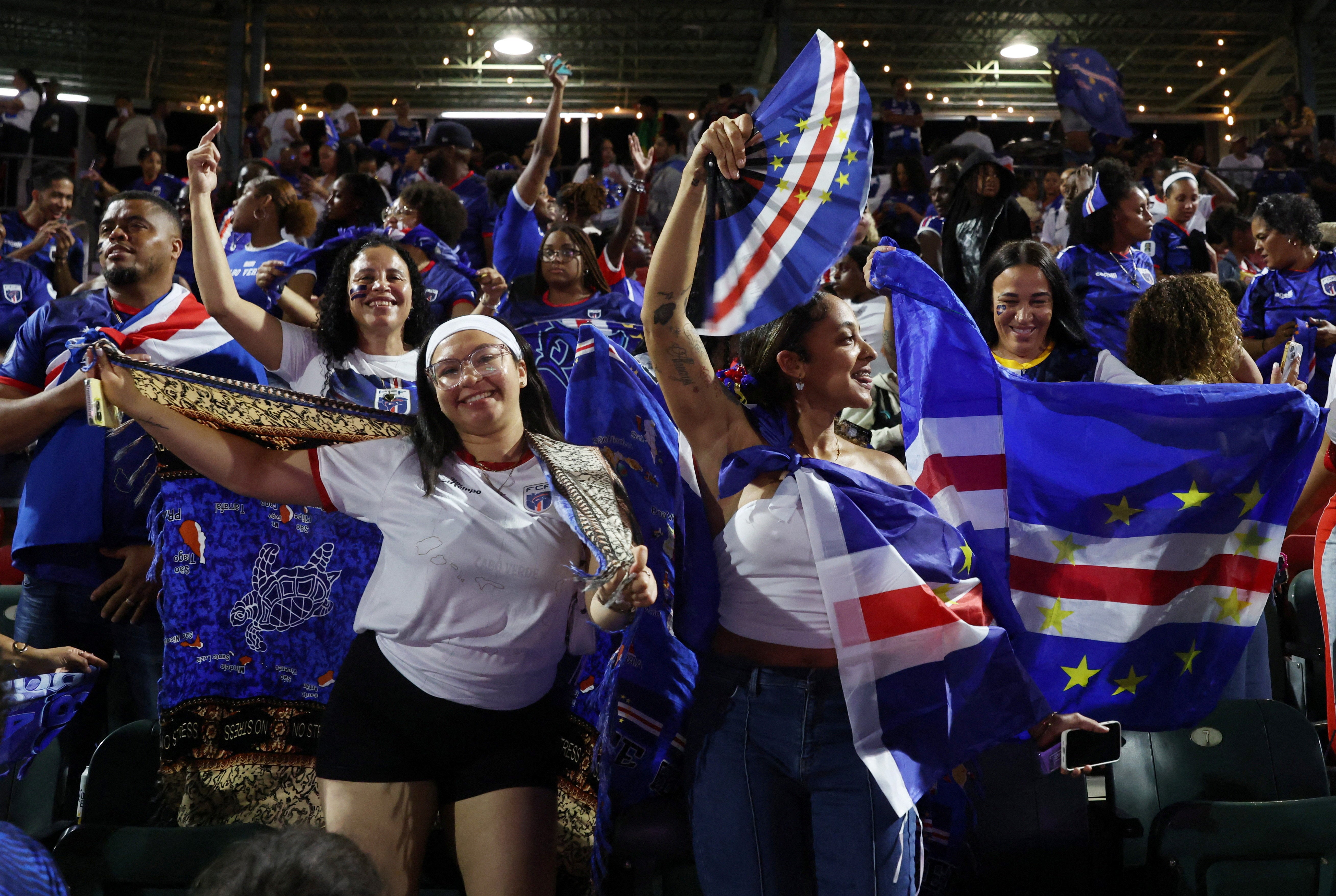 Cape Verde fans in Massachusetts celebrate their team's success in Houston