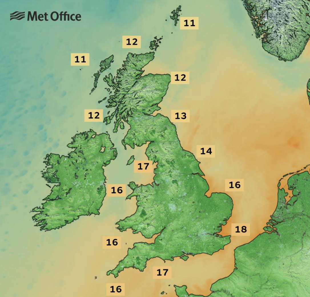 UK's sea surface temperatures following heatwave