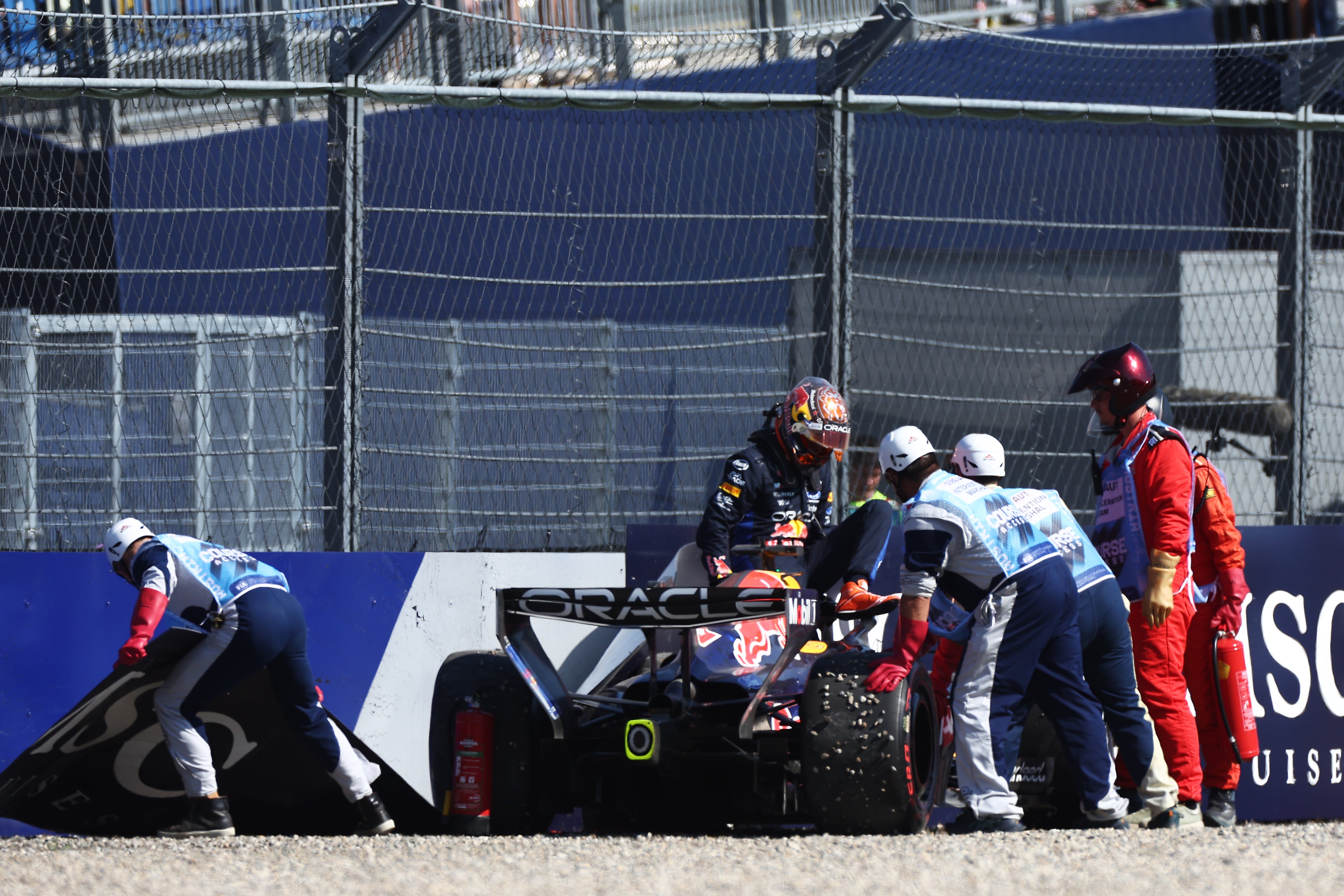 Verstappen’s accident brought out the yellow flags in the final seconds, and with Charles Leclerc leading the way, his Ferrari mechanics celebrated their man taking pole