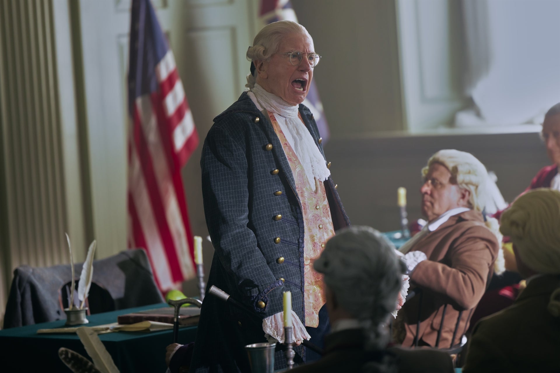 Larry David (pictured in the show) brushed off the former president's suggestions, telling him, 'I'm the president of this'