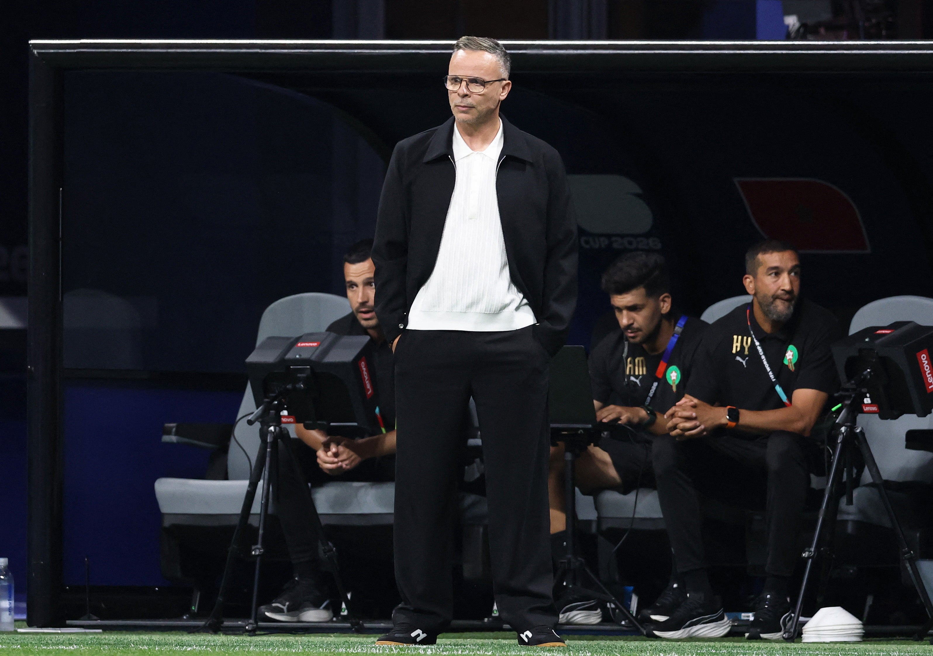 Morocco coach Mohamed Ouahbi looks on against Haiti