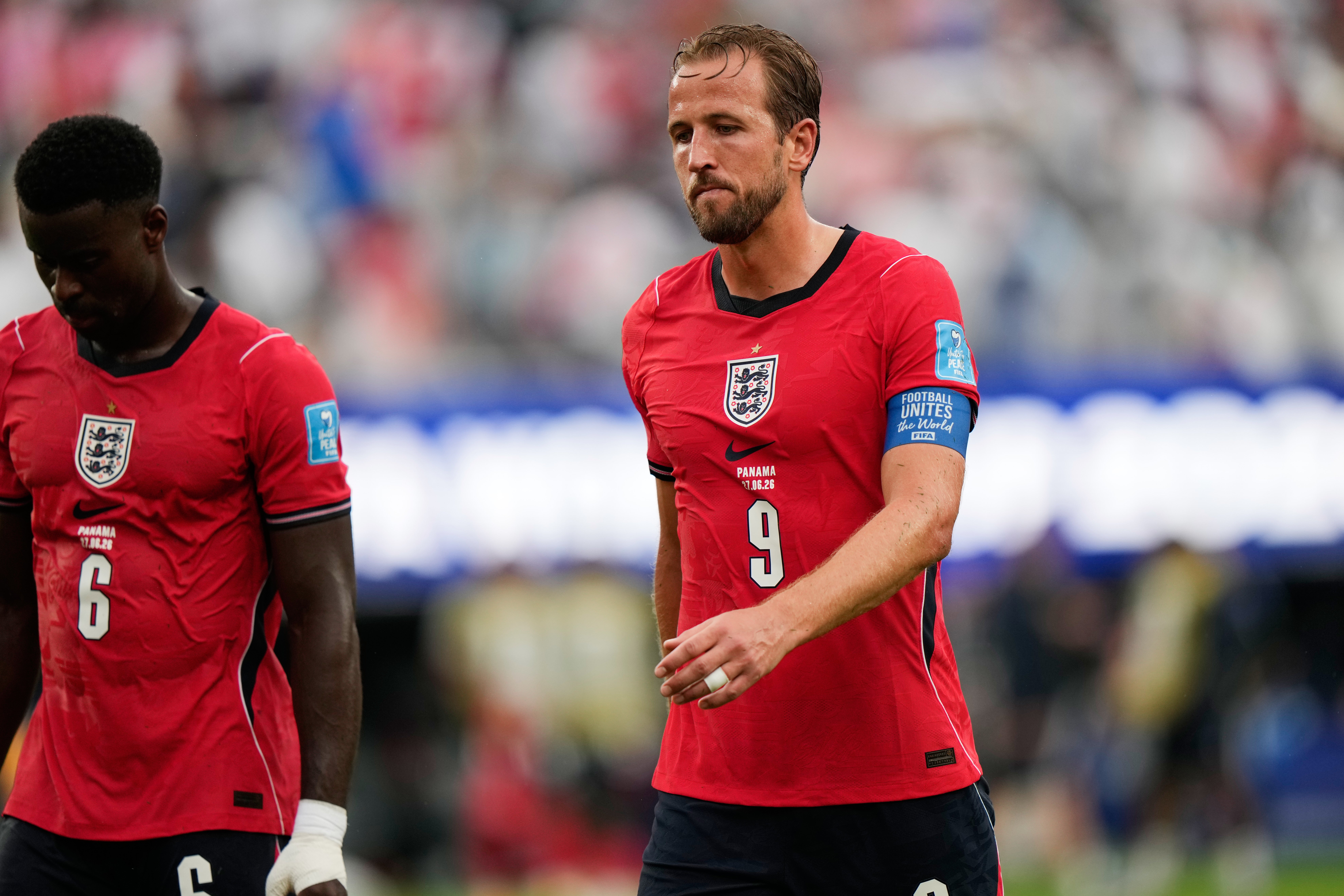 England endured a frustrating first half in New Jersey with Harry Kane dampened (AP)