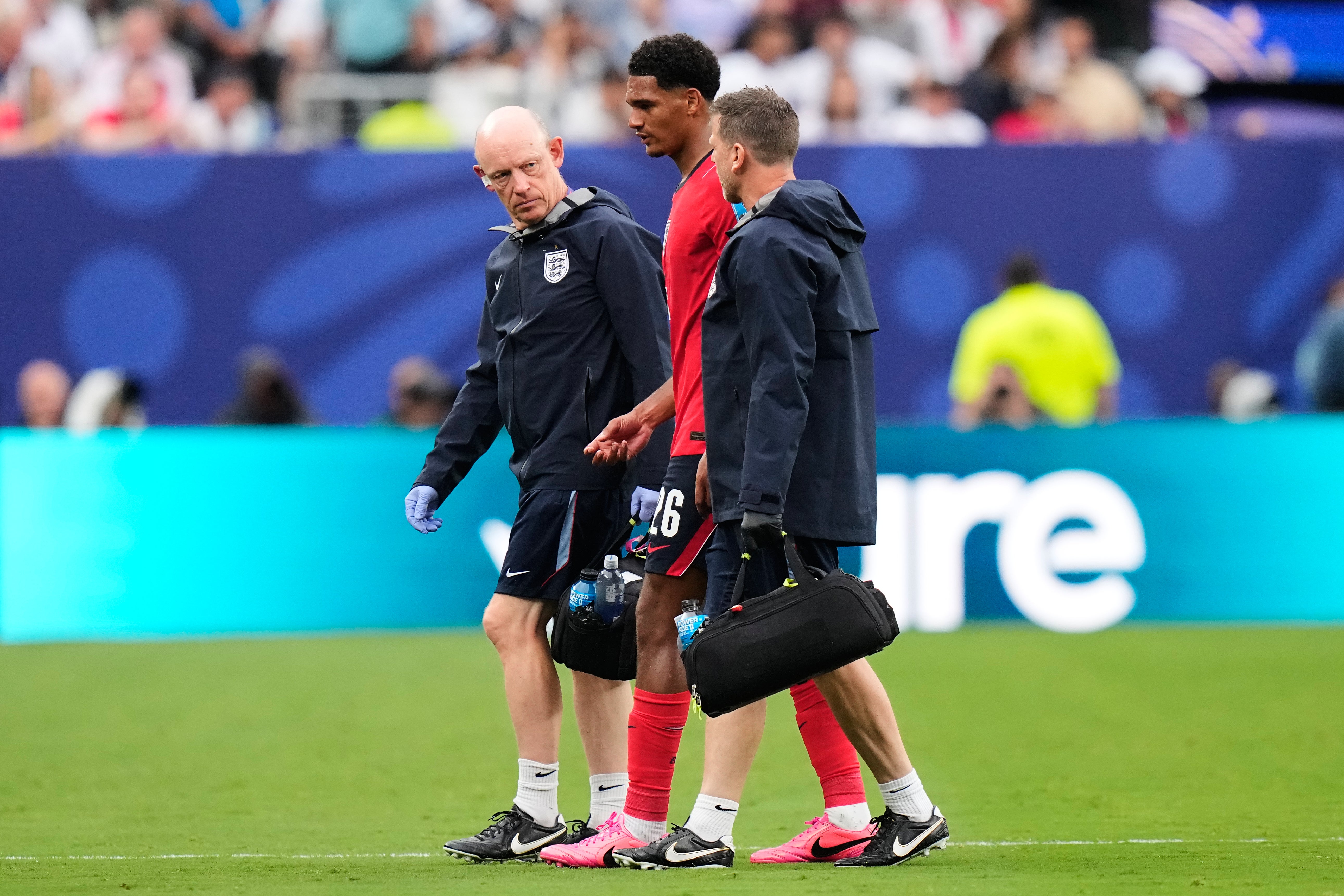 Jarell Quansah was led off by medics after suffering an injury against Panama