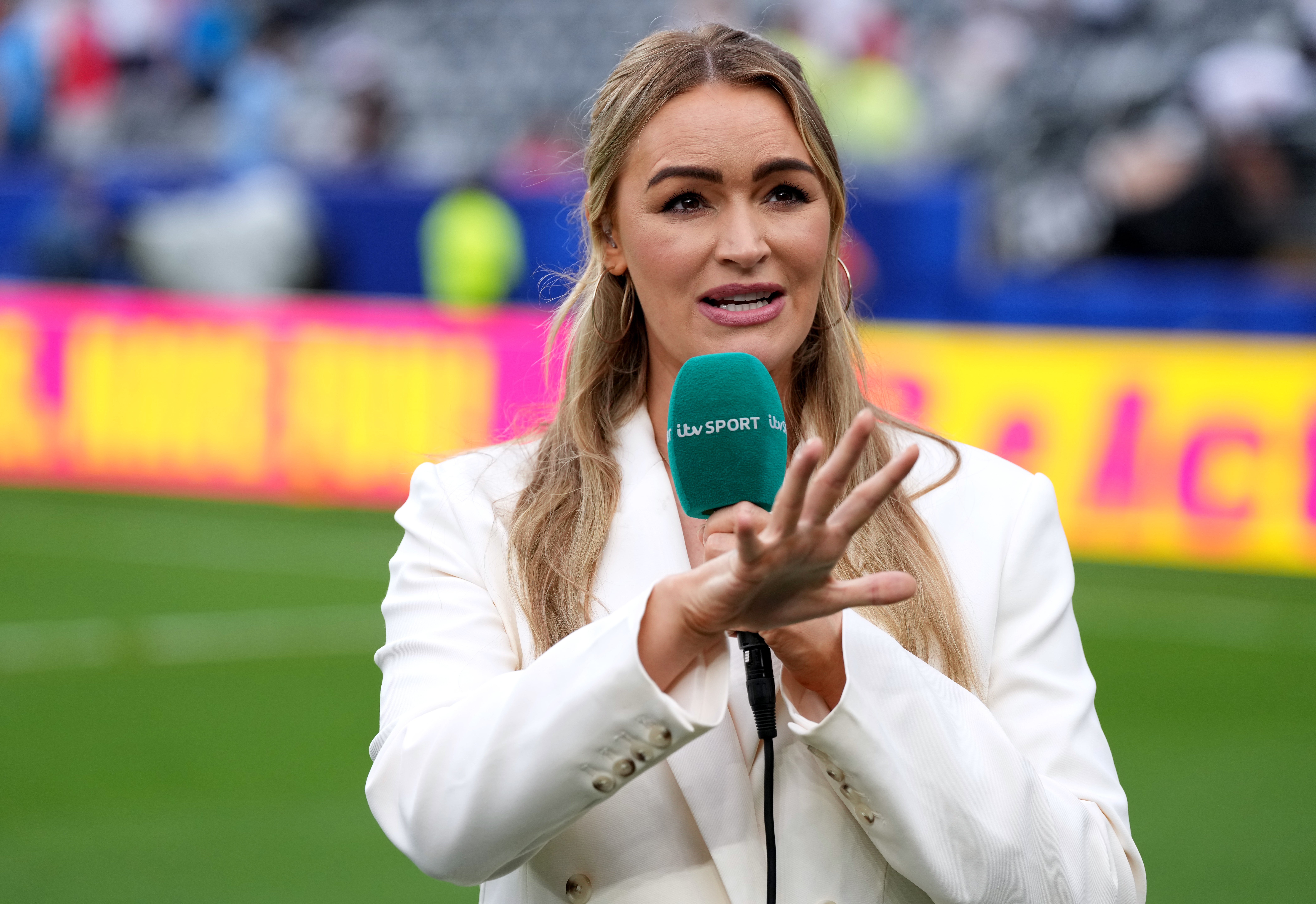 Laura Woods, ITV presenter during the FIFA World Cup Group L match at New York New Jersey Stadium, East Rutherford. Picture date: Saturday June 27, 2026.