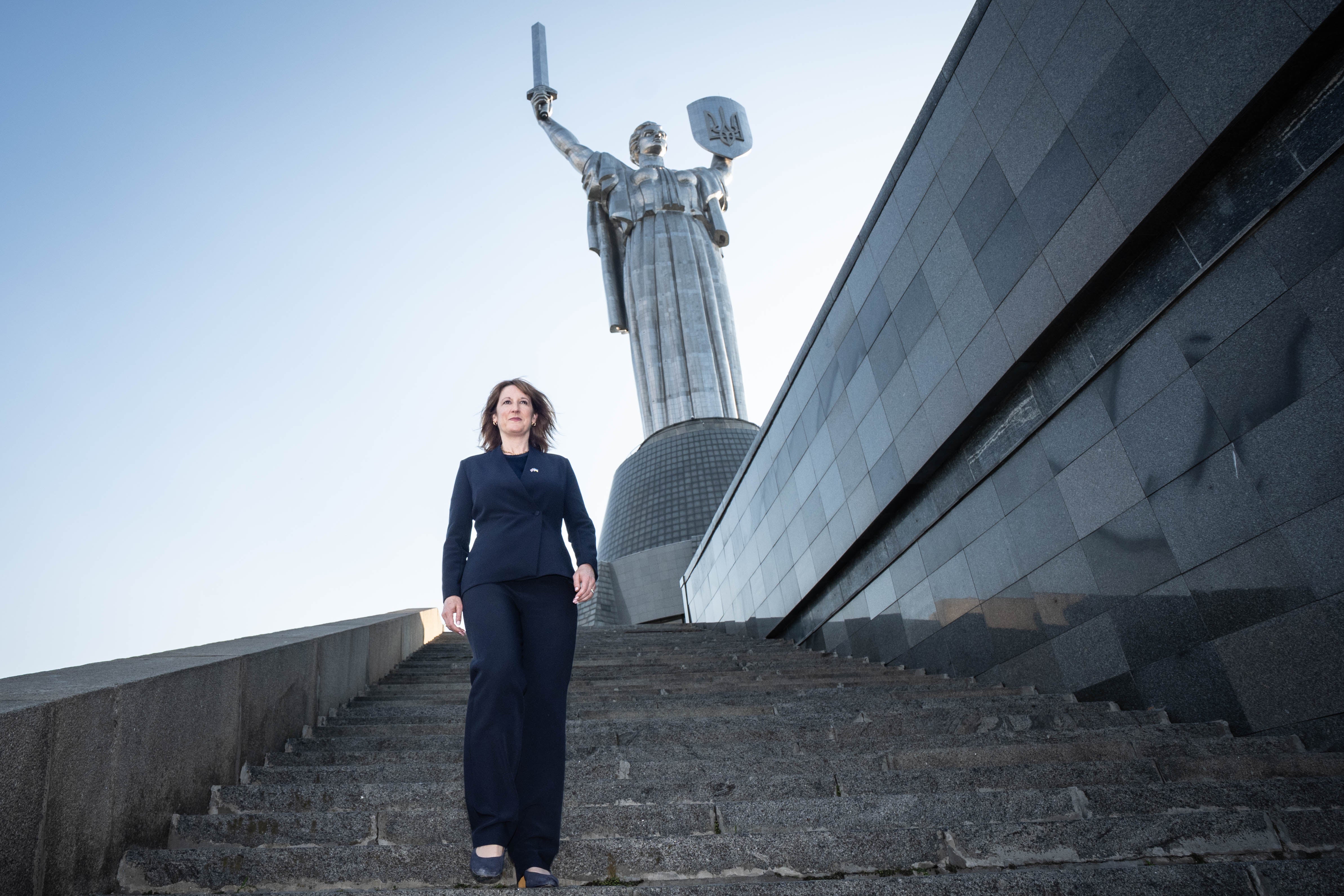 Chancellor of the Exchequer Rachel Reeves at the 'Motherland Statue' in Kyiv (PA)