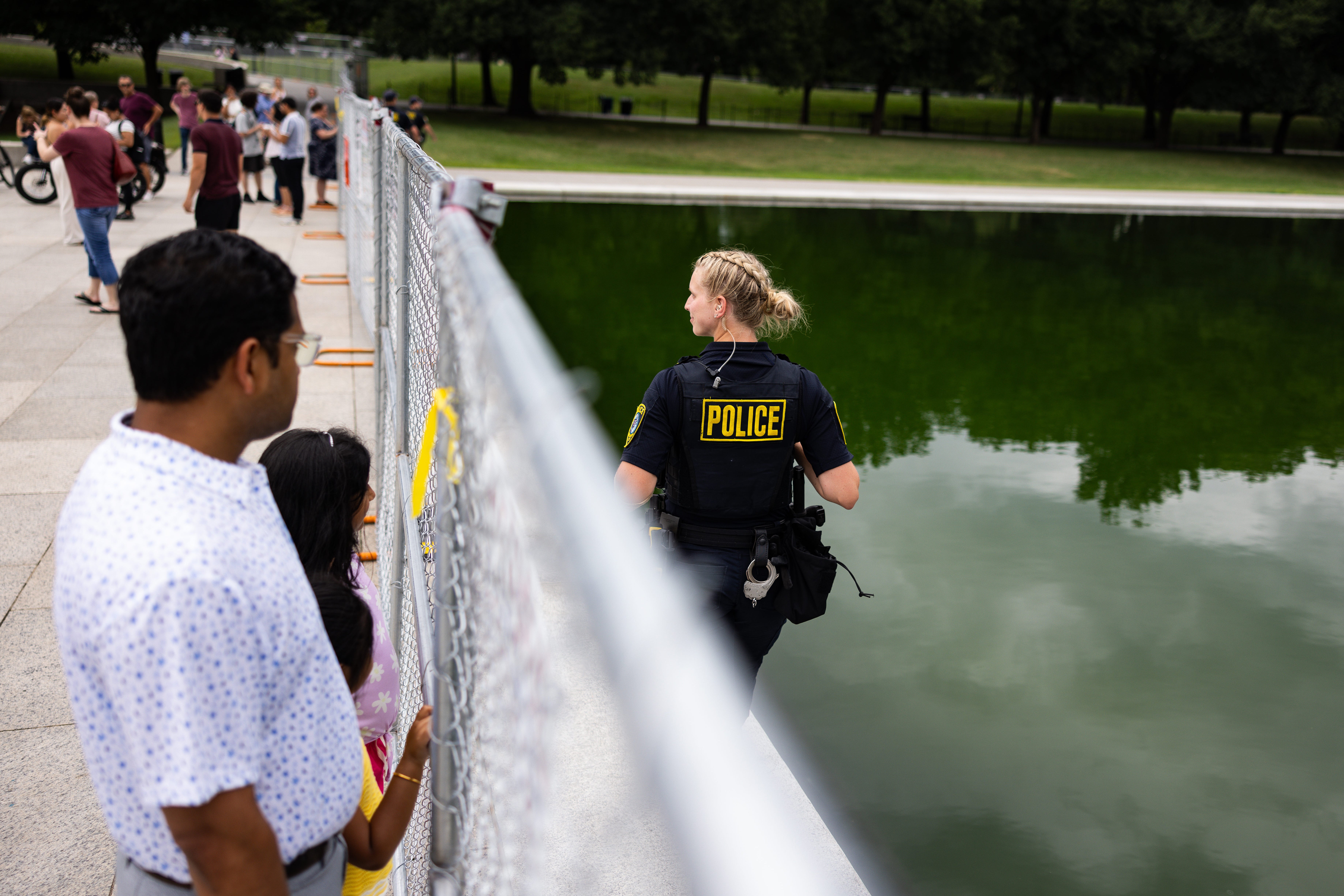 The site of the Reflecting Pool has become a secure scene to allow for repair work to get underway (Getty)