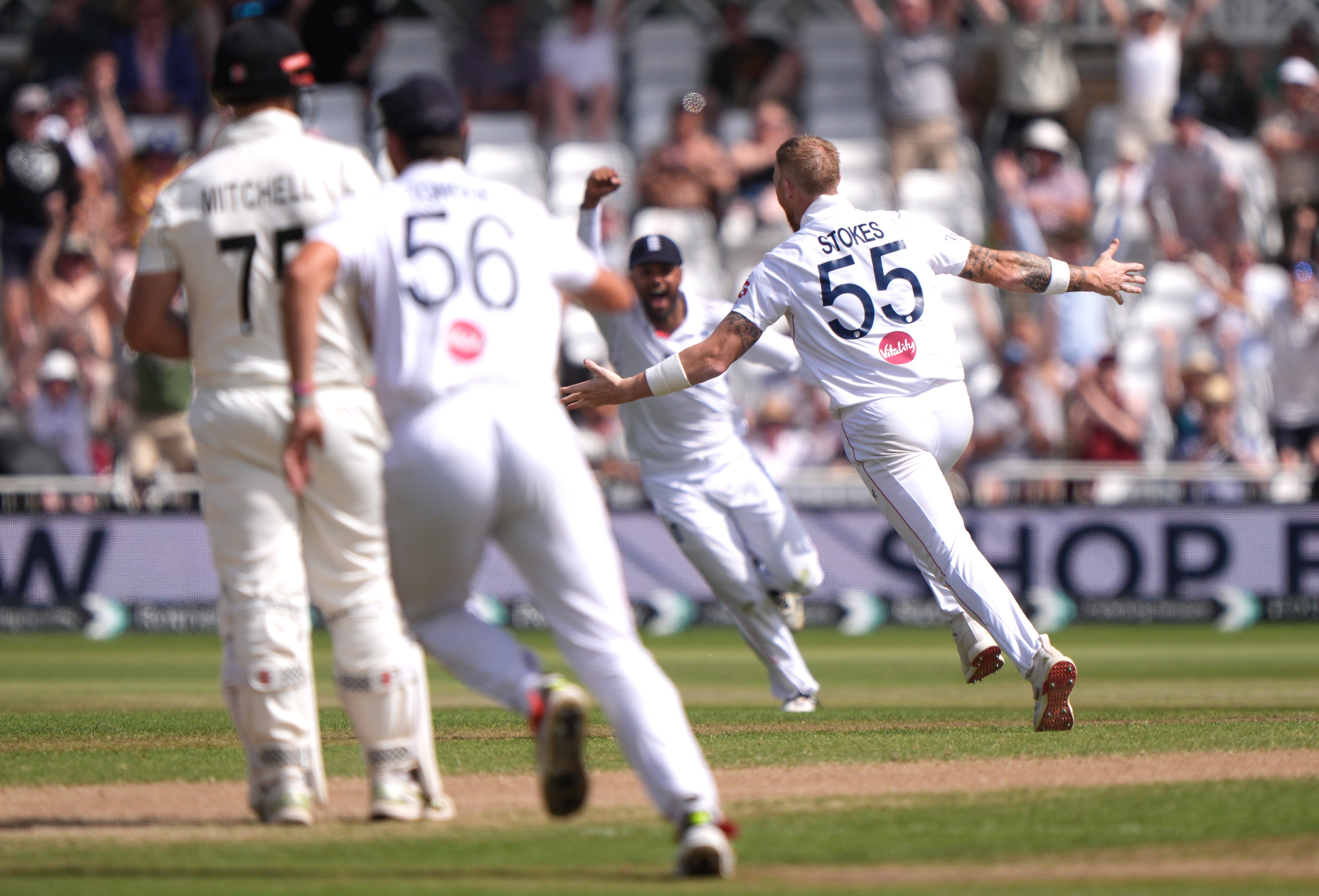 Stokes took a wicket the ball after the Trent Bridge crowd rose to applaud the news of his retirement (Joe Giddens/PA) (PA Wire)
