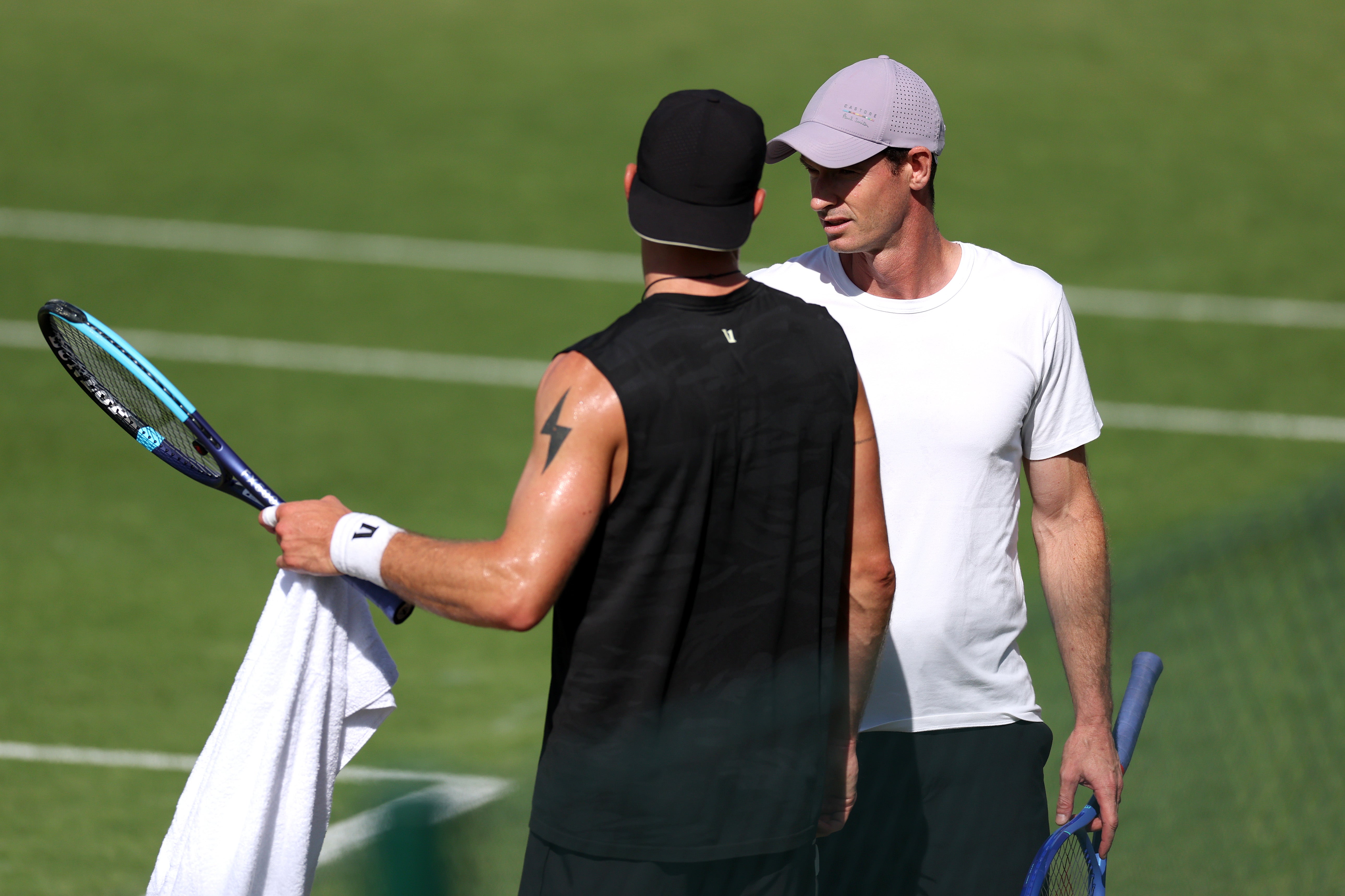 Andy Murray and Jack Draper on the practice court