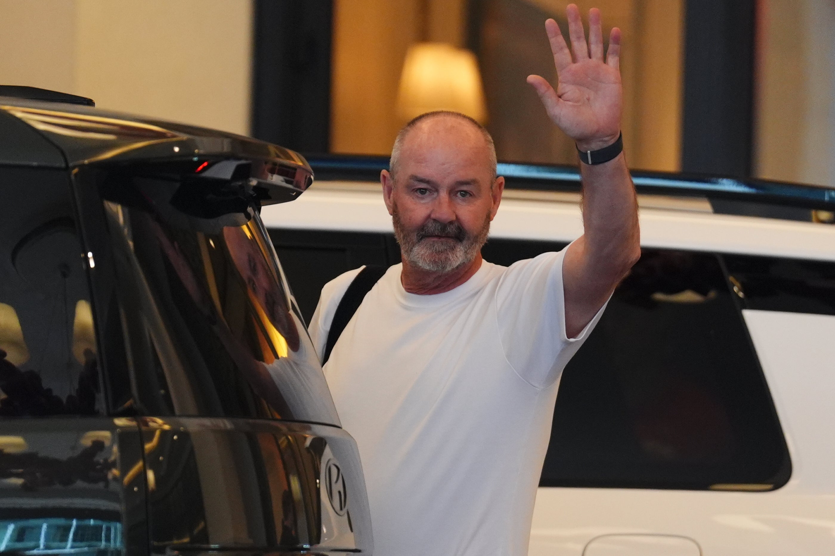 Steve Clarke leaving the Scotland team hotel in Charlotte, North Carolina