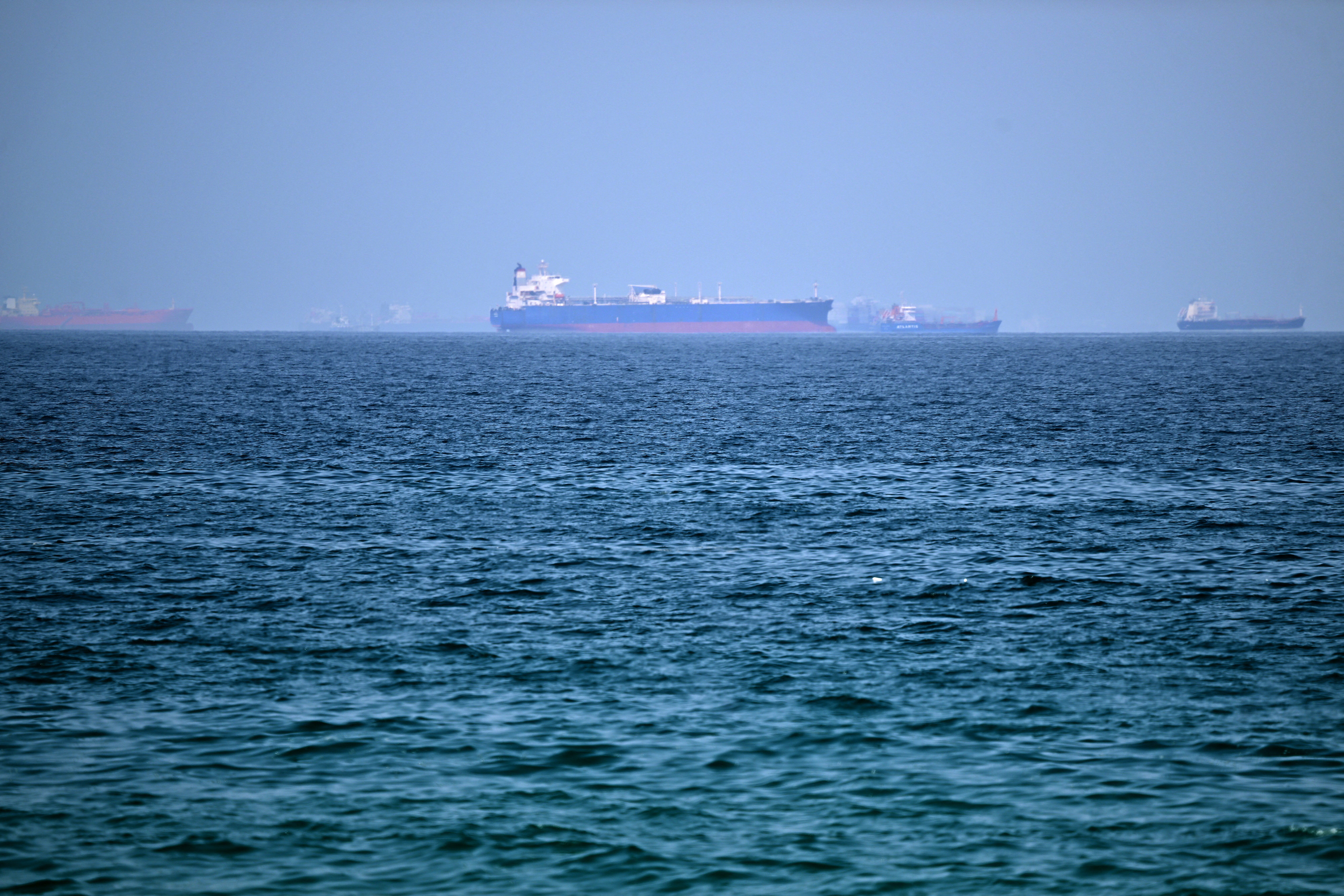 Vessels are pictured off coast of the Khor Fakkan Container Terminal, the only natural deep-sea port in the region (AFP/Getty)