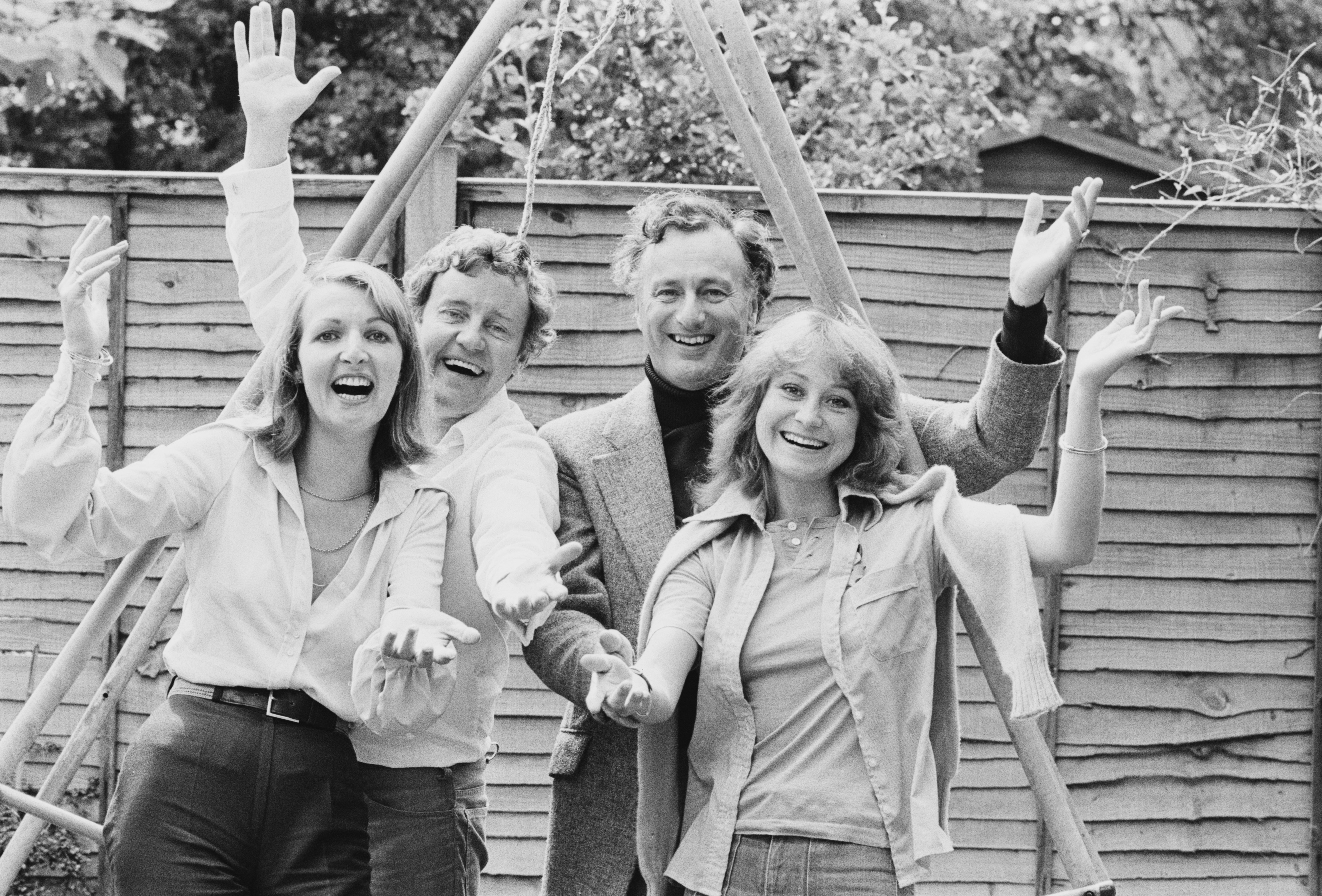 British actors Penelope Keith, Richard Briers, Paul Eddington, and Felicity Kendal, co-starts in the BBC sitcom 'The Good Life', 2nd September 1977