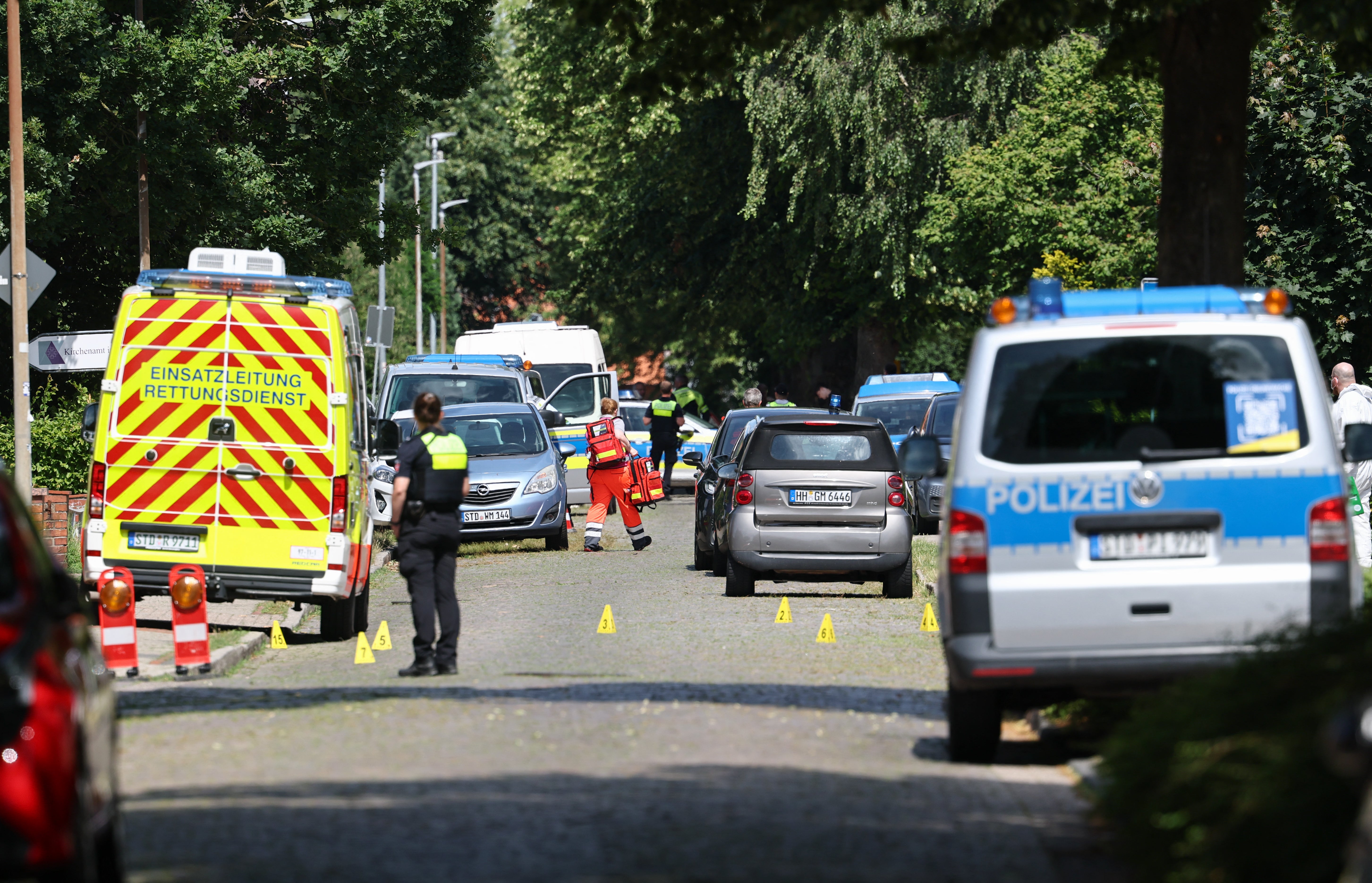 German police said five people were killed and others injured