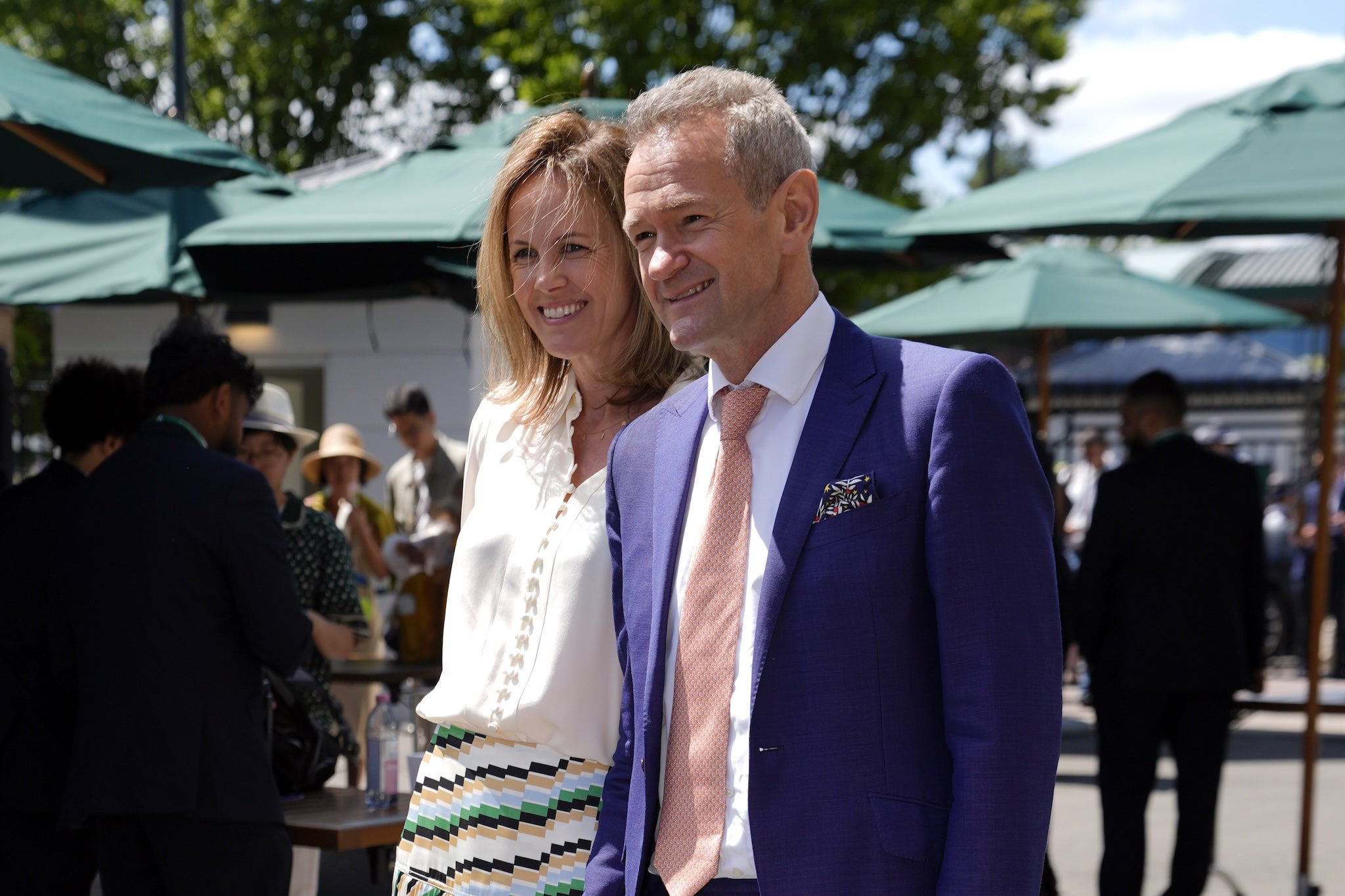 Alexander Armstrong and his wife, Hannah, attend Wimbledon 2026 (PA)