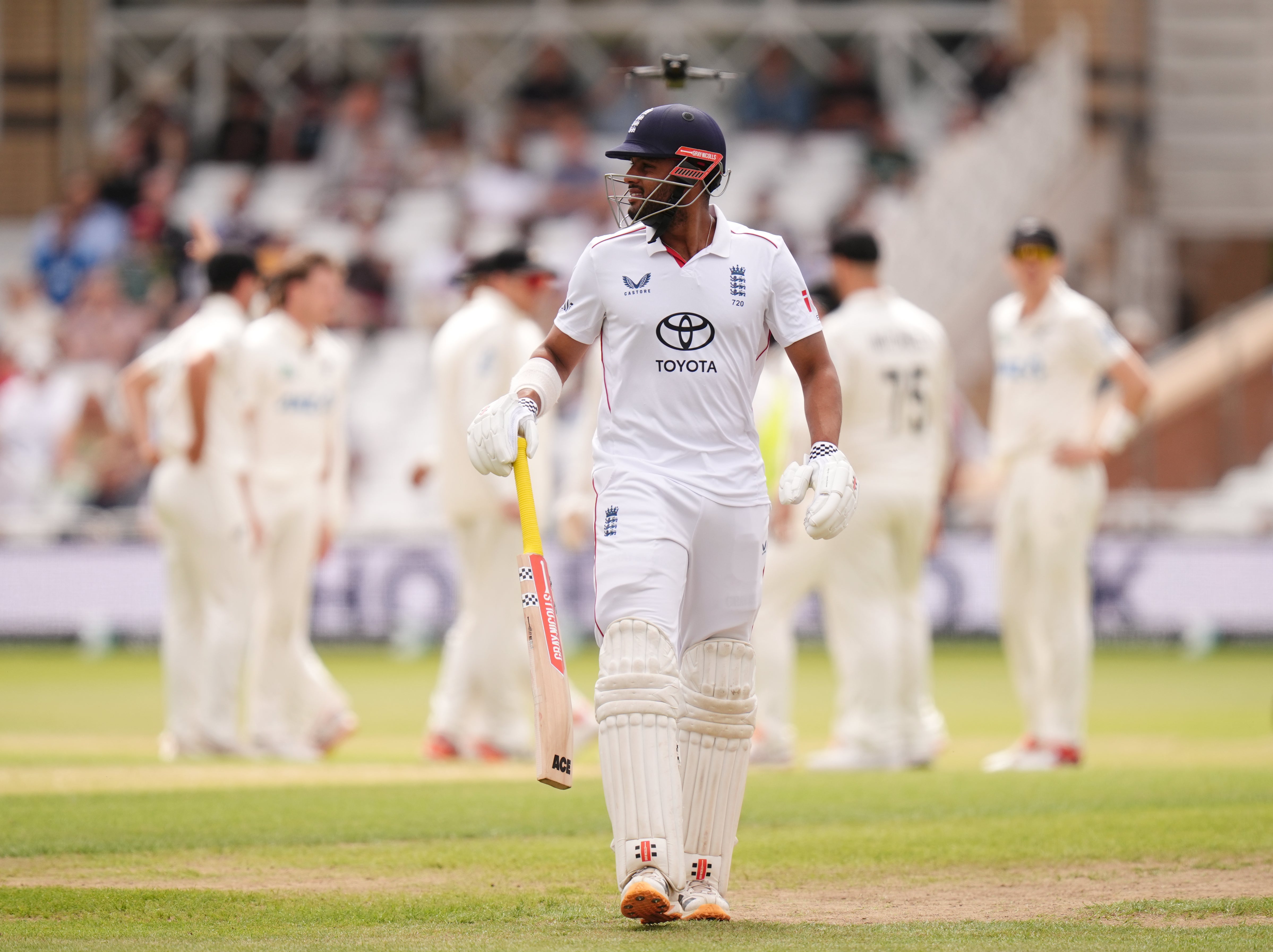 Emilio Gay was dismissed in the fourth over of the day (Jacob King/PA). (PA Wire)