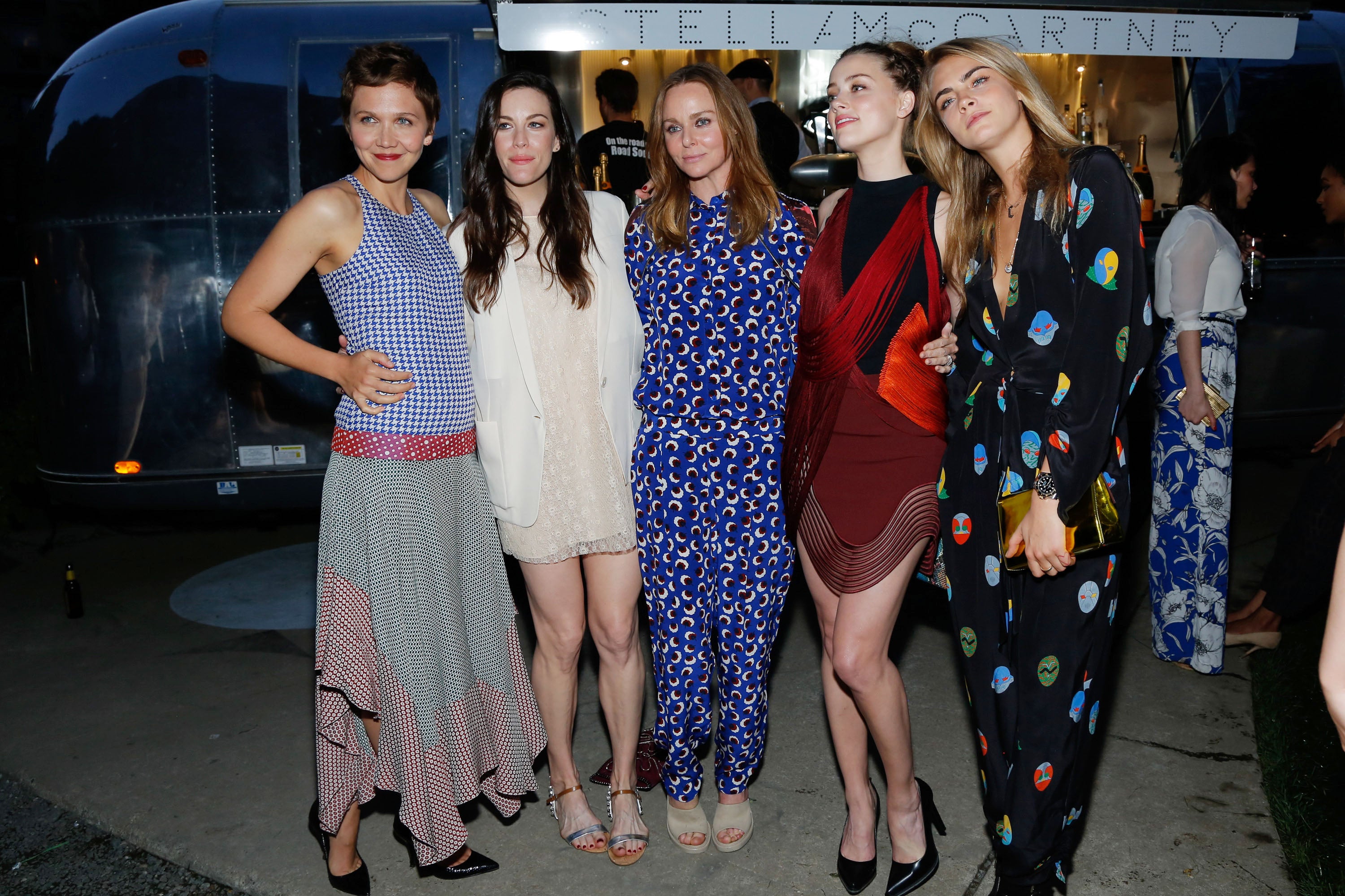 Heard (second from right) and Delevingne (far right) in June 2014 (Getty)