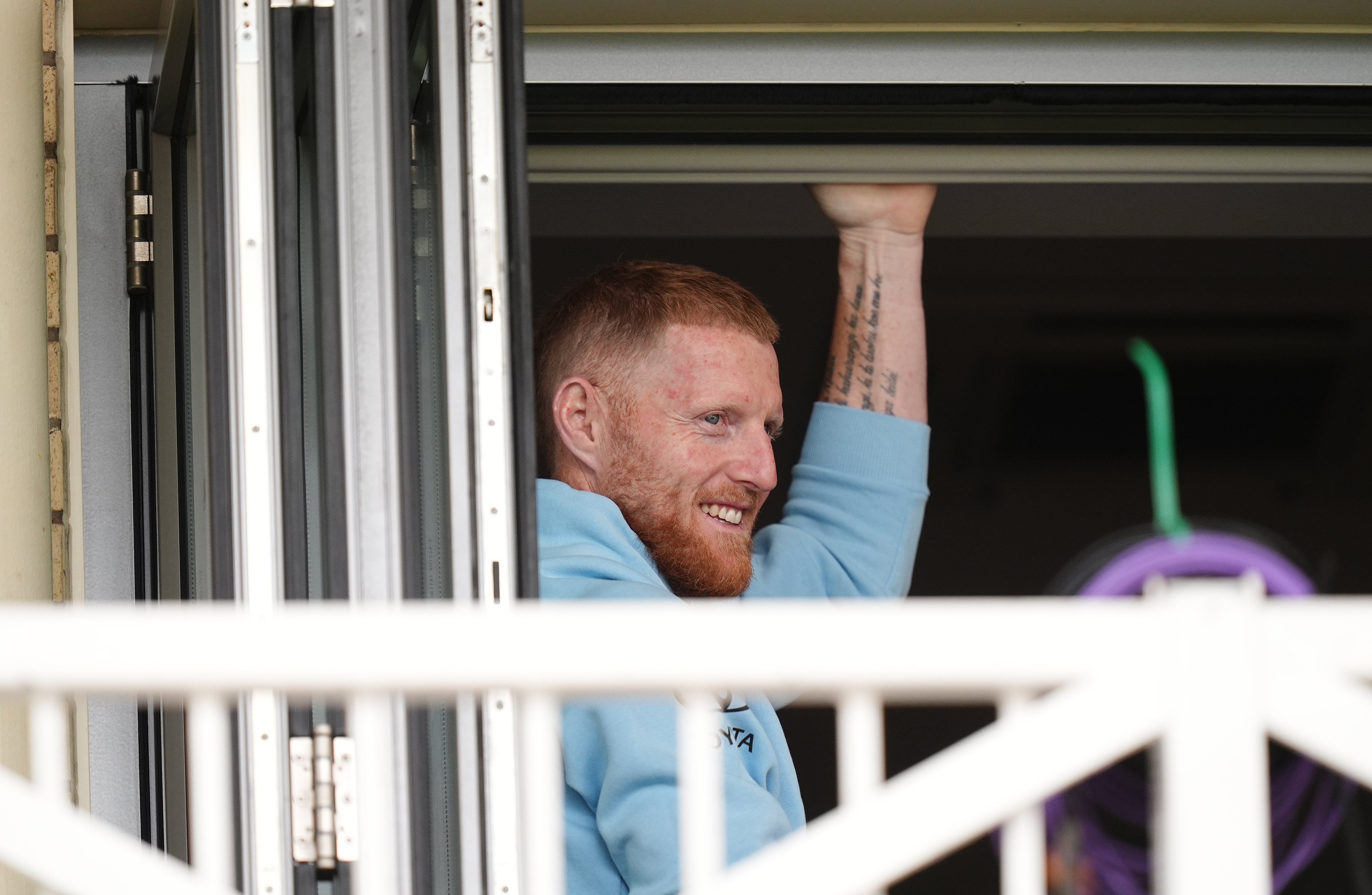 Ben Stokes looks relaxed on the balcony during day five of his final Test against New Zealand (Jacob King/PA) (PA Wire)