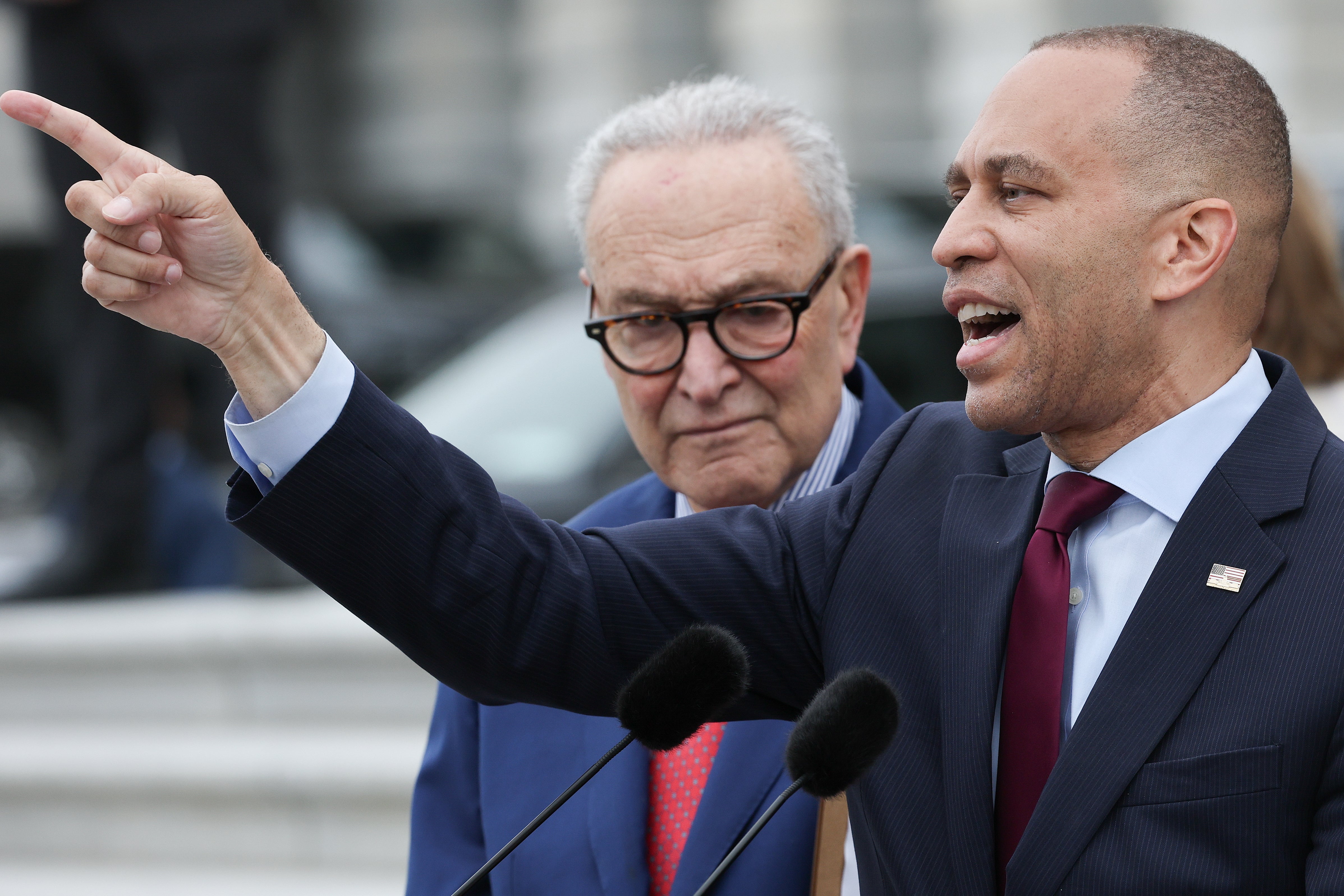 House Minority Leader Hakeem Jeffries (D-N.Y.) and Senate Minority Leader Chuck Schumer (D-N.Y.) both look vulnerable. But only one risks losing power.