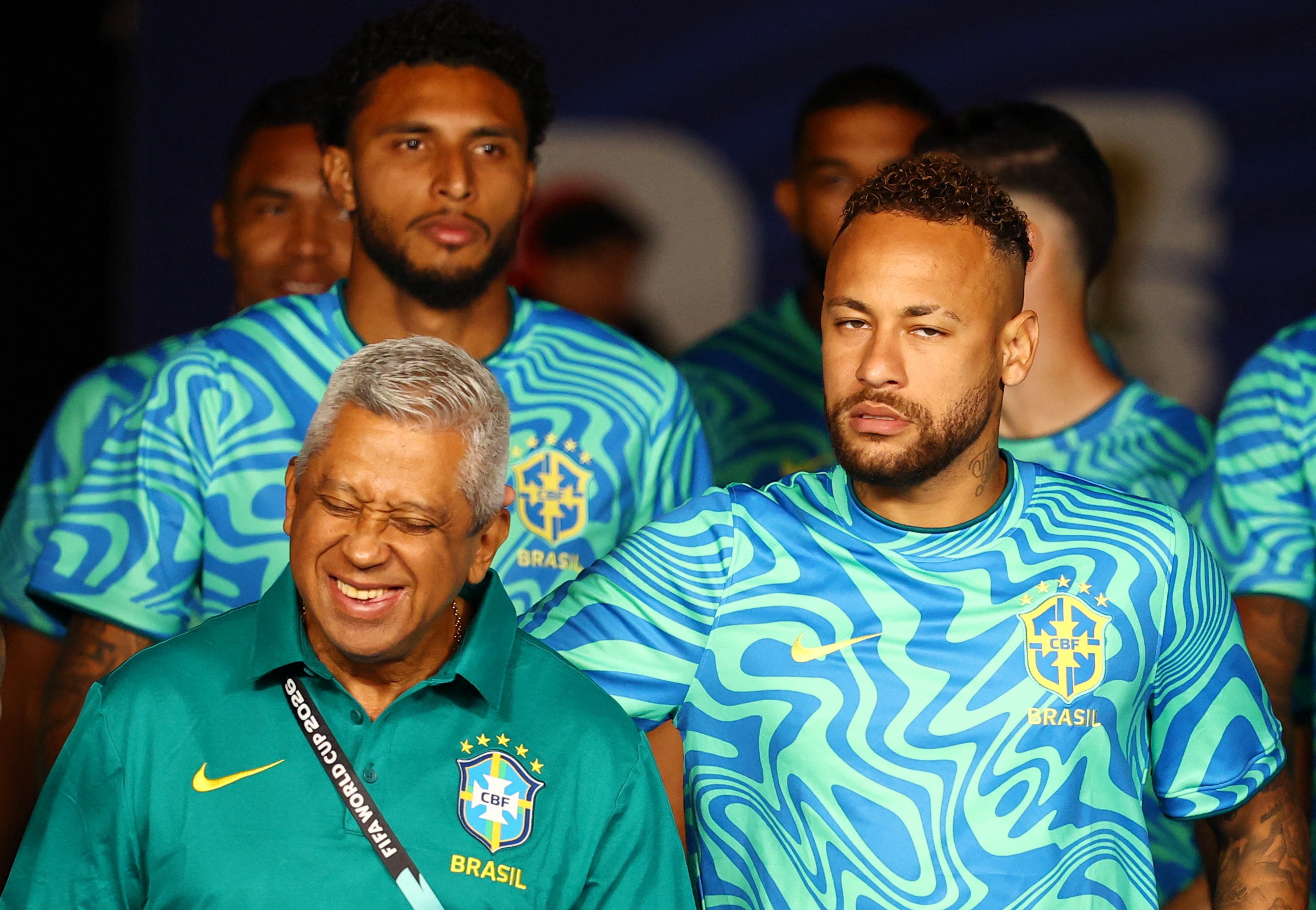 Neymar (right) ahead of kick-off