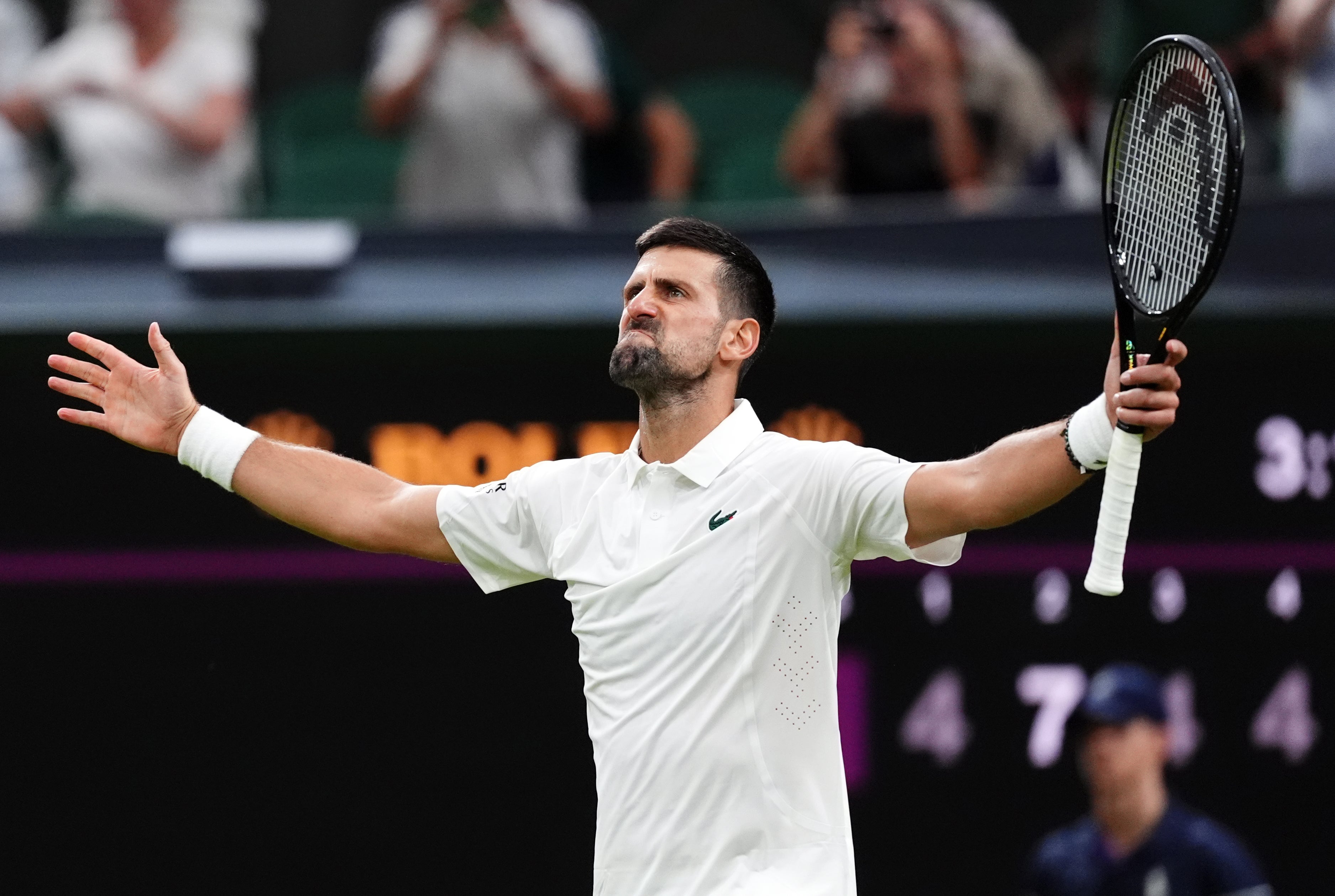 Novak Djokovic celebrates his victory (John Walton/PA)