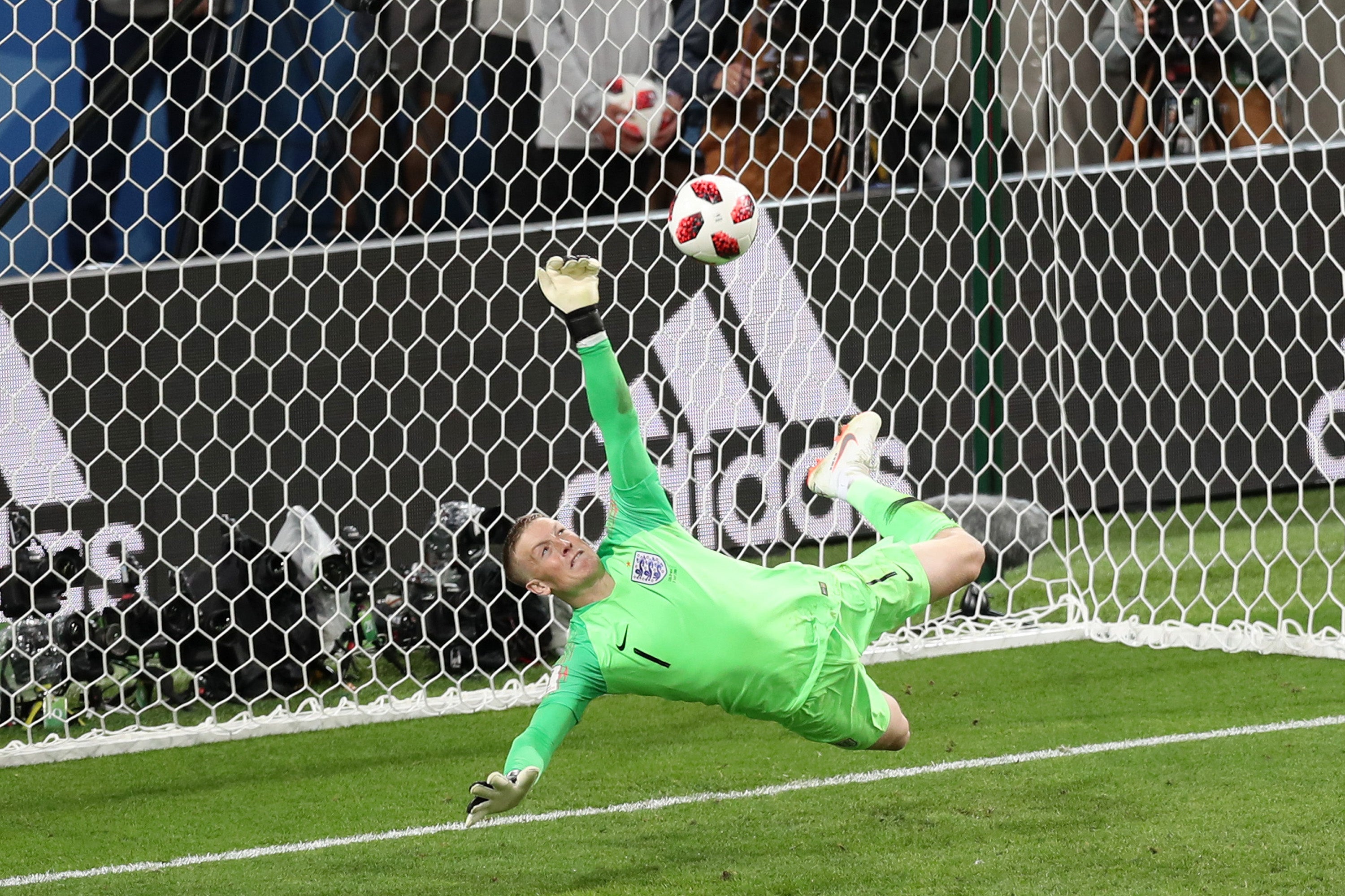 Jordan Pickford's penalty save led England to a first-ever World Cup shootout victory over Colombia in 2018
