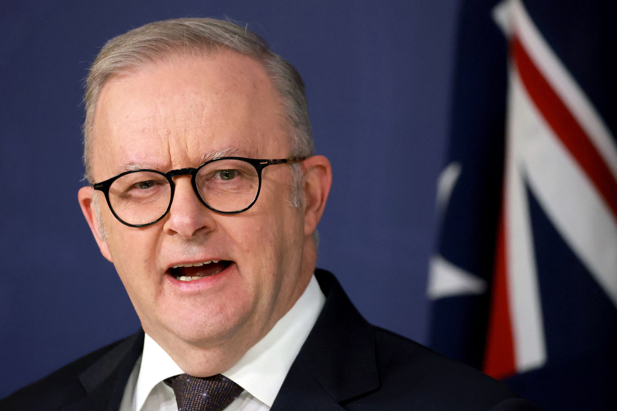 Australia's Prime Minister Anthony Albanese speaks during a press conference