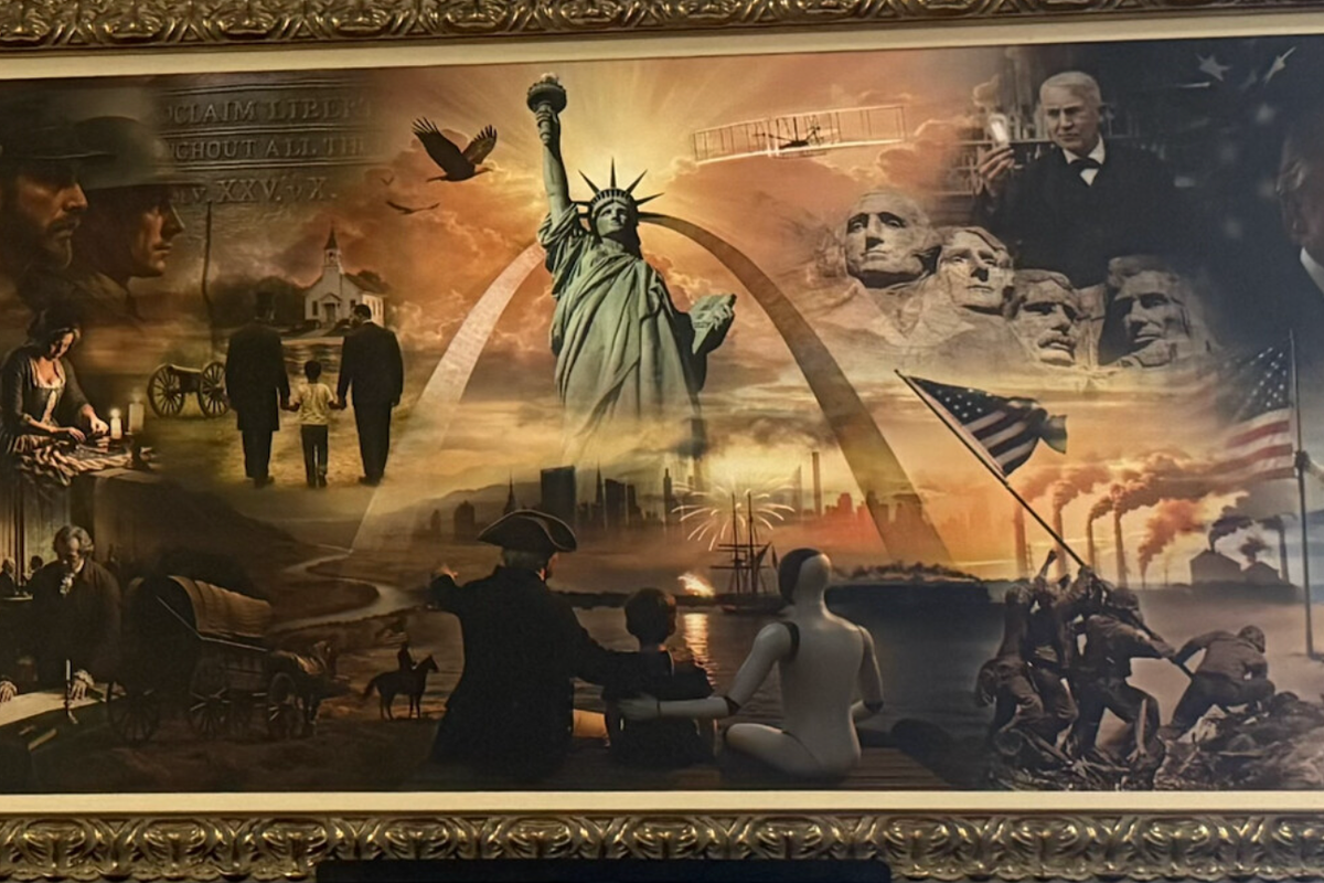 Trump, George Washington ve bir robotla birlikte çekilmiş tuhaf resmini yayınladı
