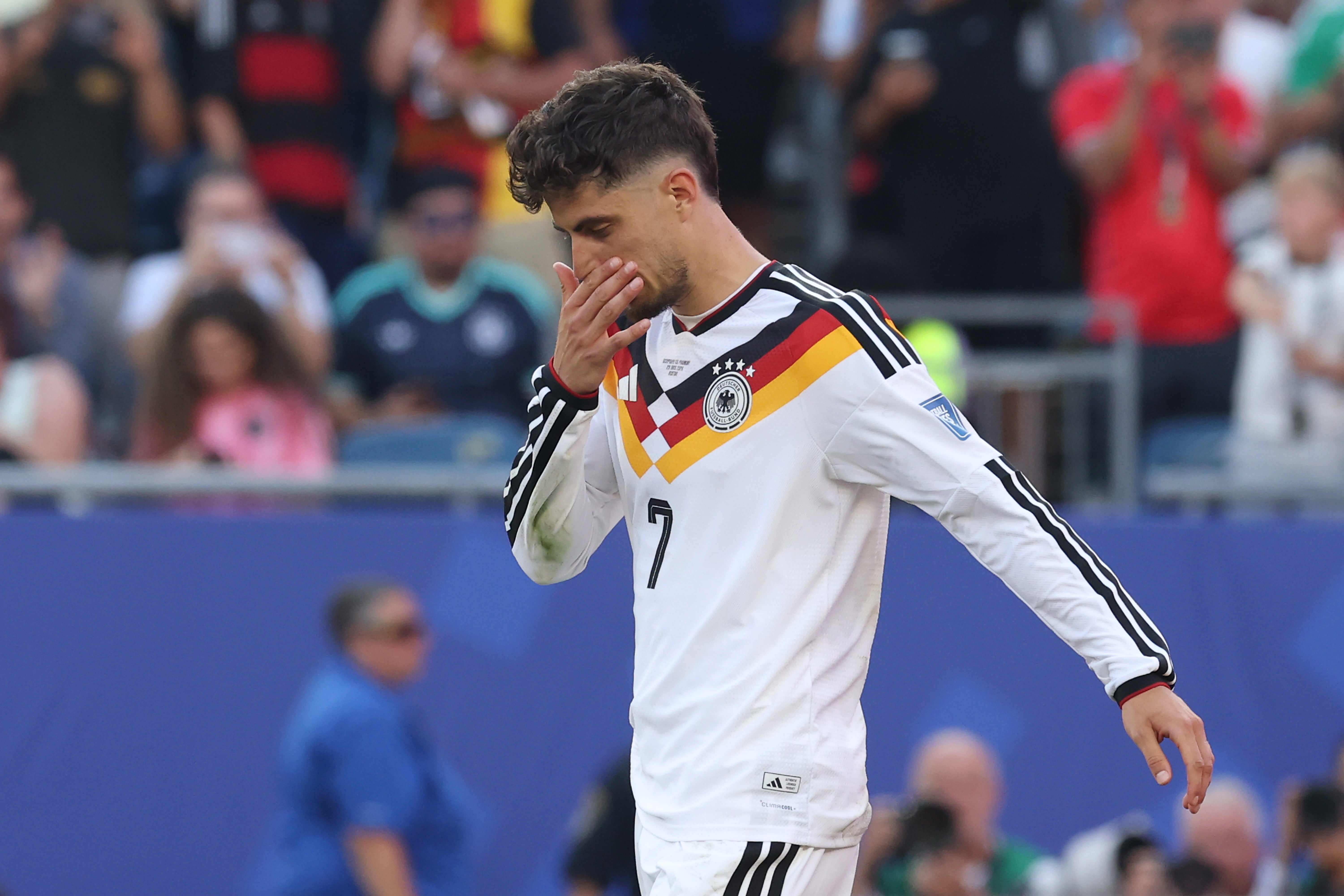 Kai Havertz reacts after his missed penalty