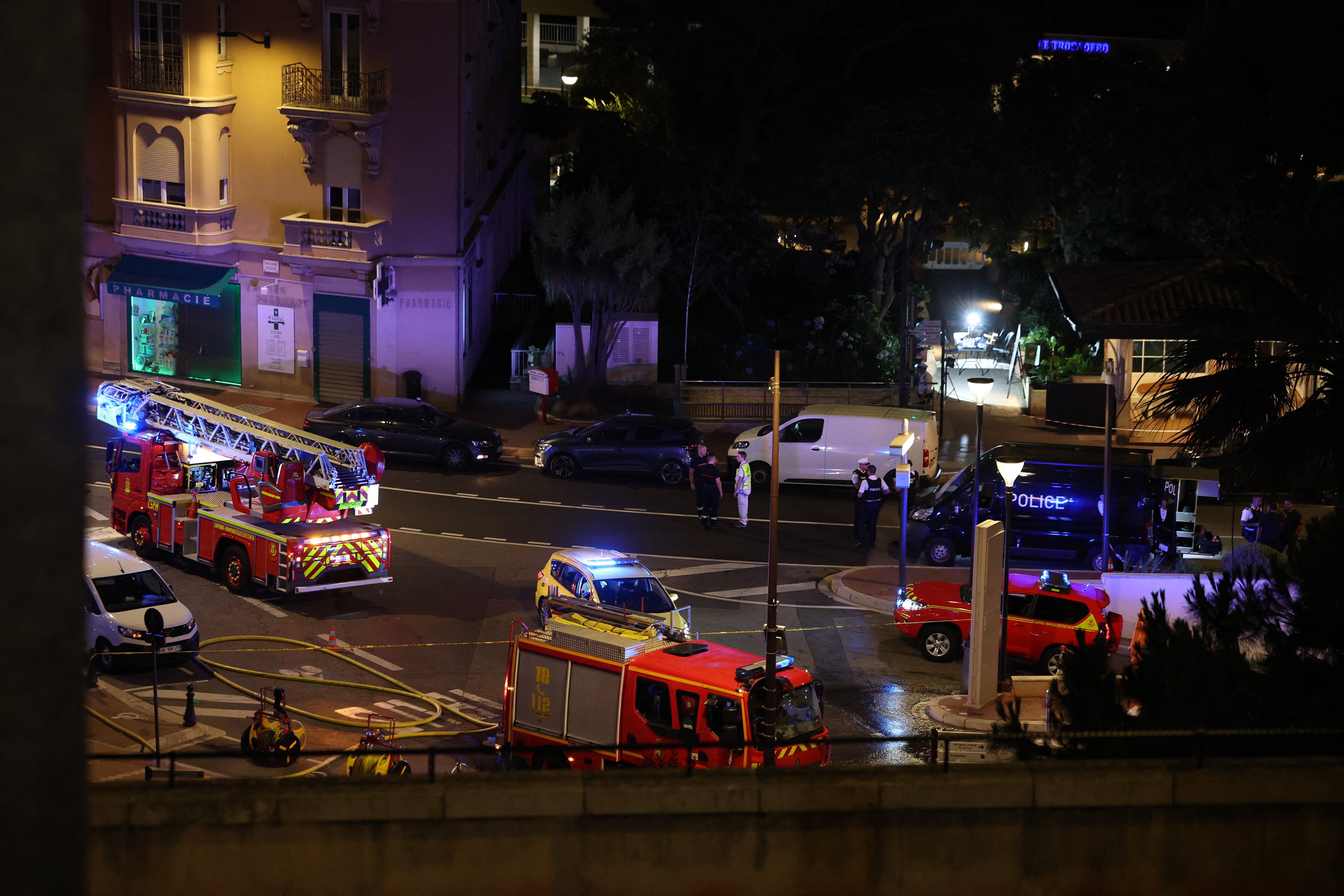 Monaco emergency services are deployed near the site of an explosion