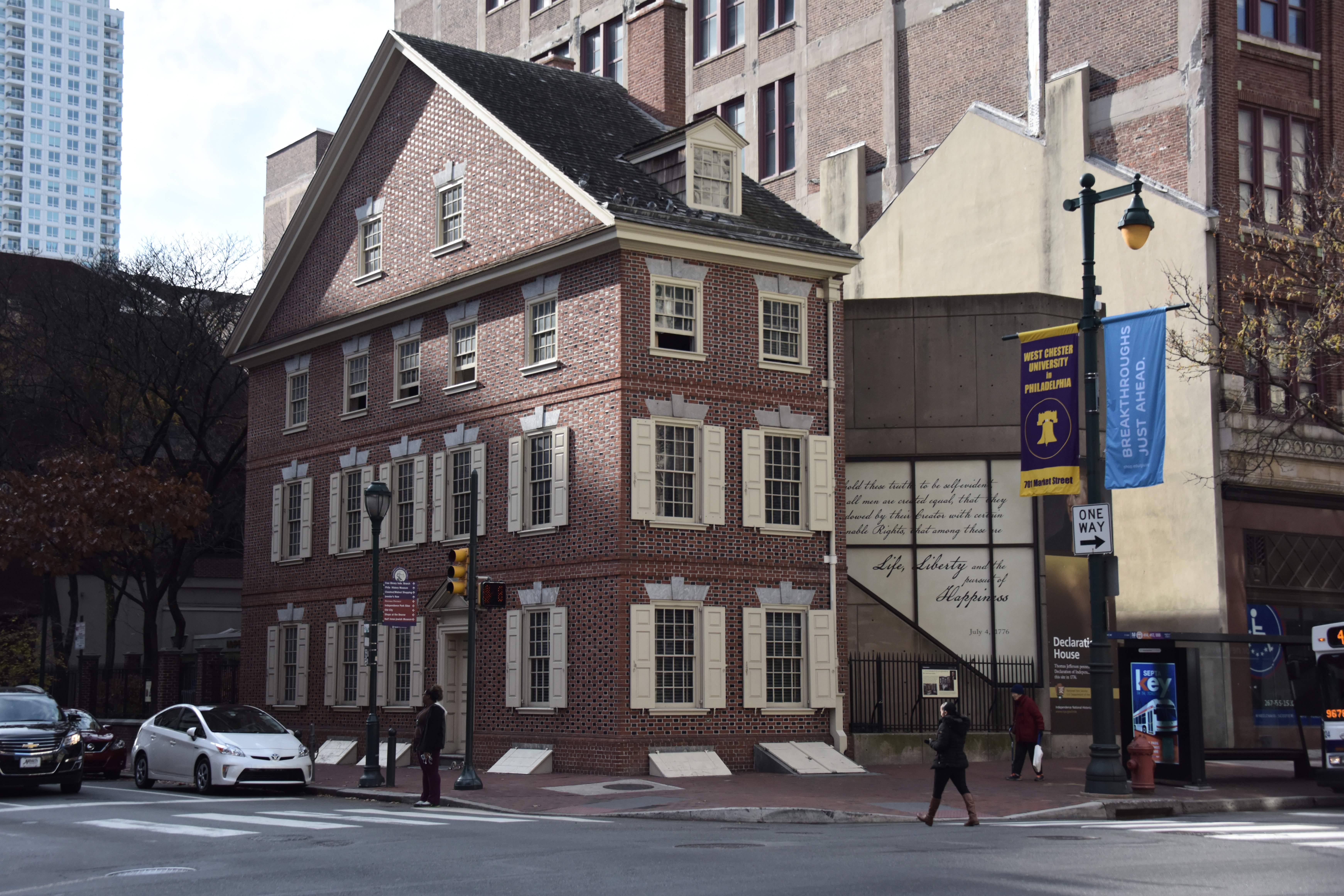 The Declaration House, where Thomas Jefferson wrote the US Declaration of Independence in 1776, is seen in the city center of Philadelphia on December 3, 2017 (AFP/Getty)