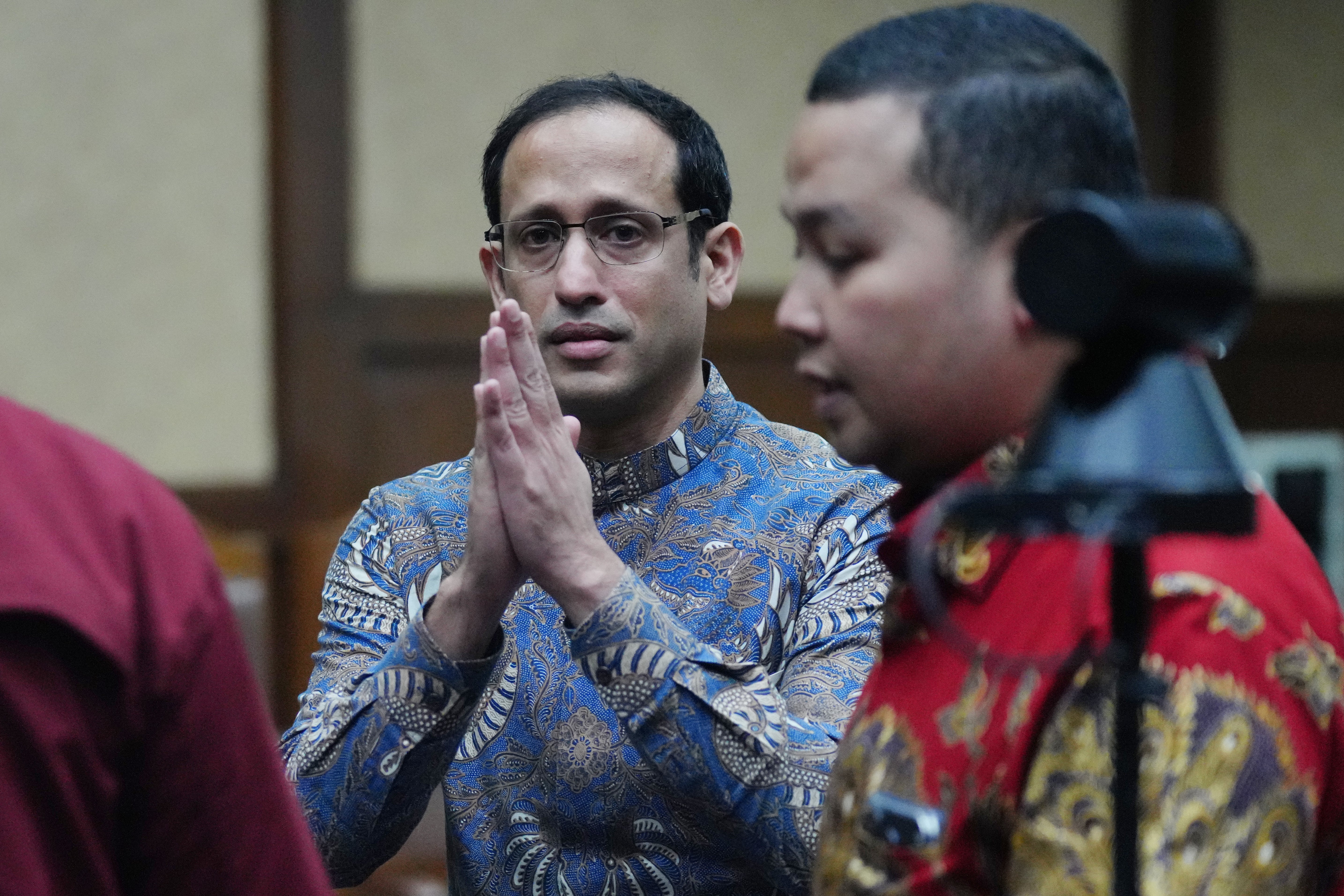 Nadiem Anwar Makarim gestures after being sentenced