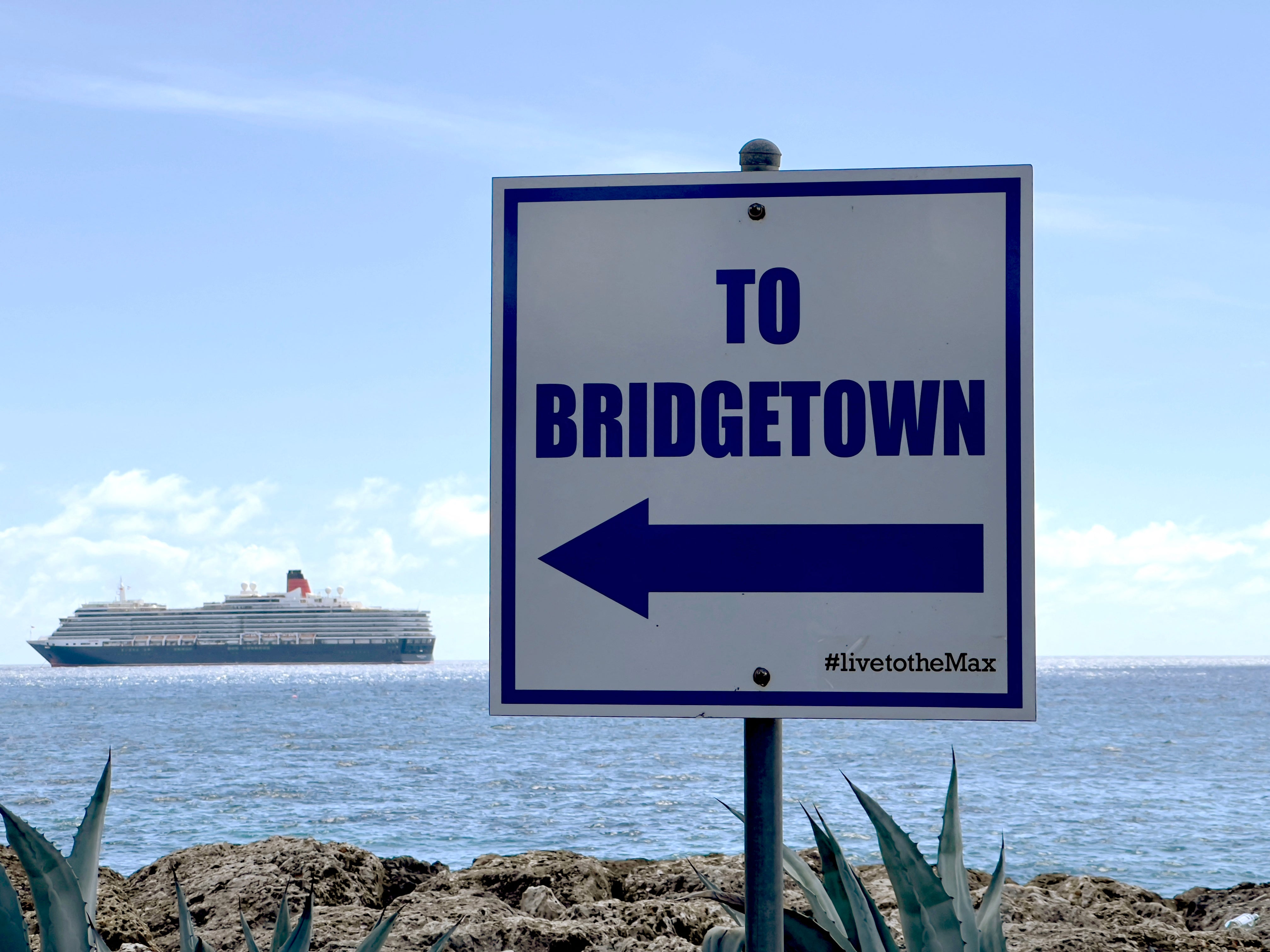 A ship enters Bridgetown Harbor in Barbados