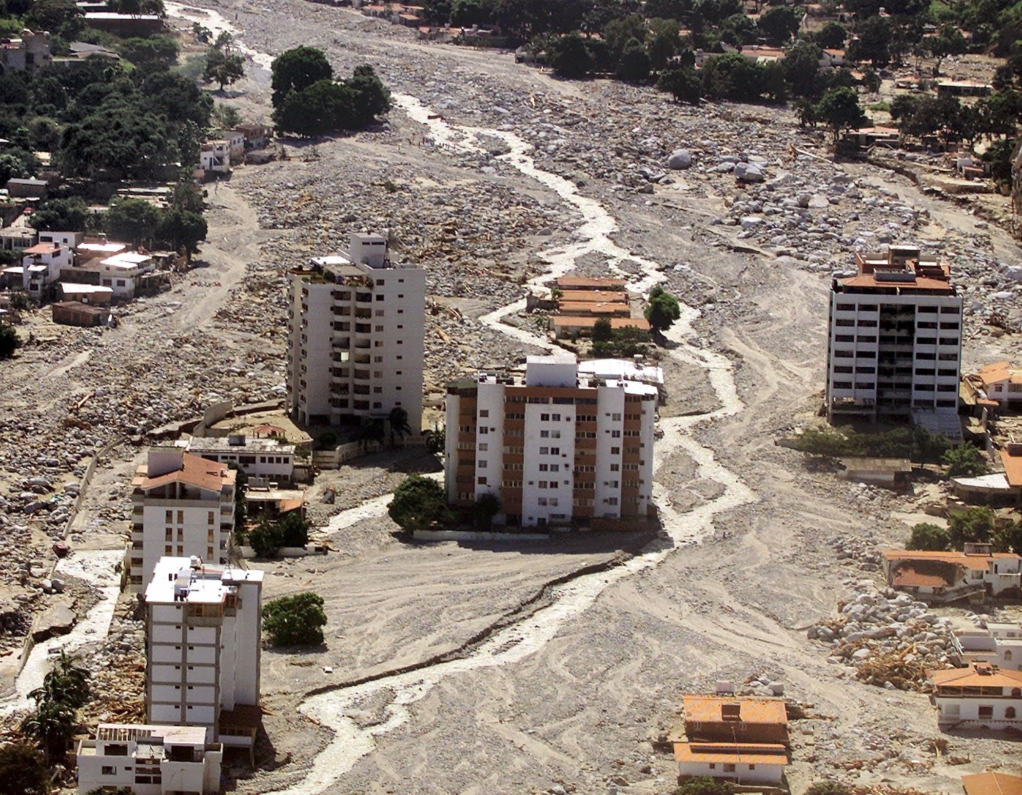 The flood ravaged neighborhood of Los Corales, in Vargas state just north of the capital Caracas, Dec. 19, 1999