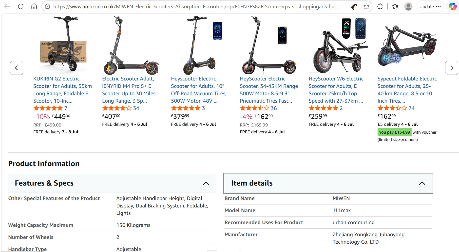 Amazon are one of the retailers selling e-scooters