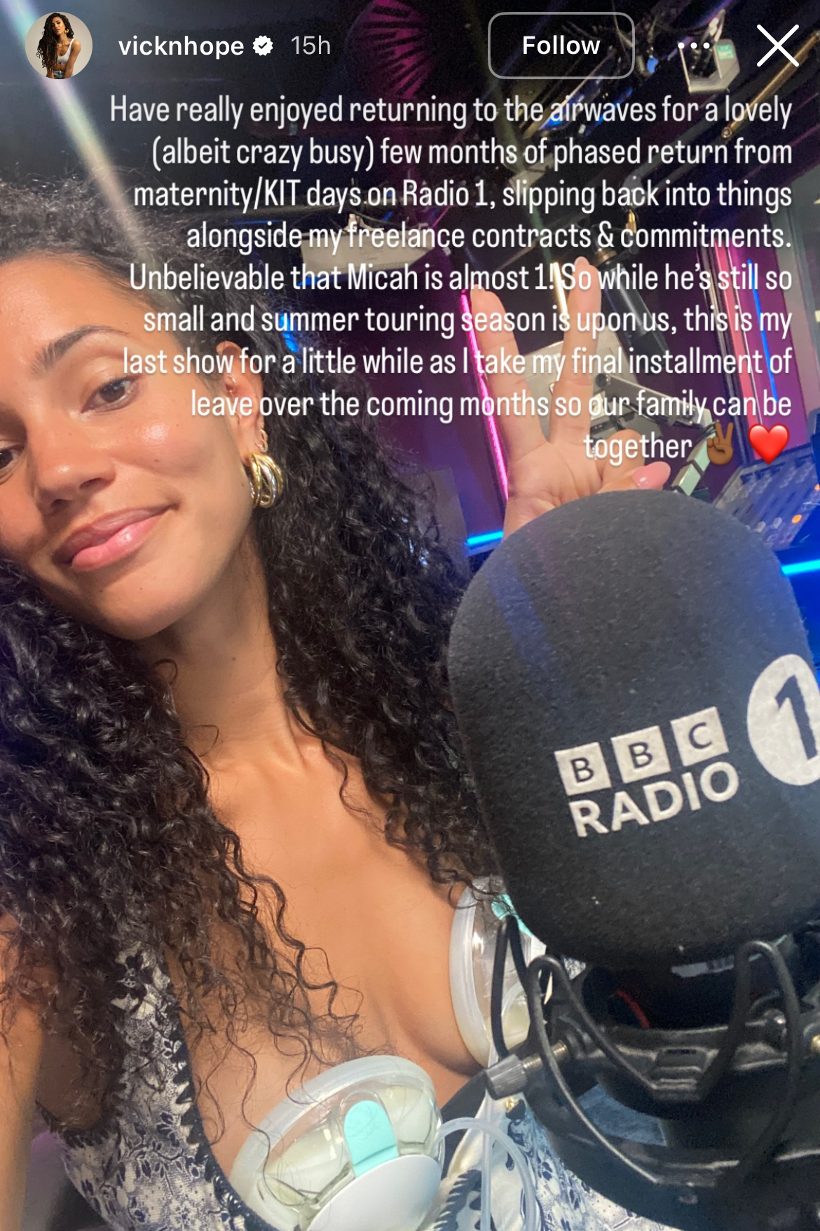 Vick Hope announces her temporary break from BBC Radio 1 (Instagram/Vick Hope)
