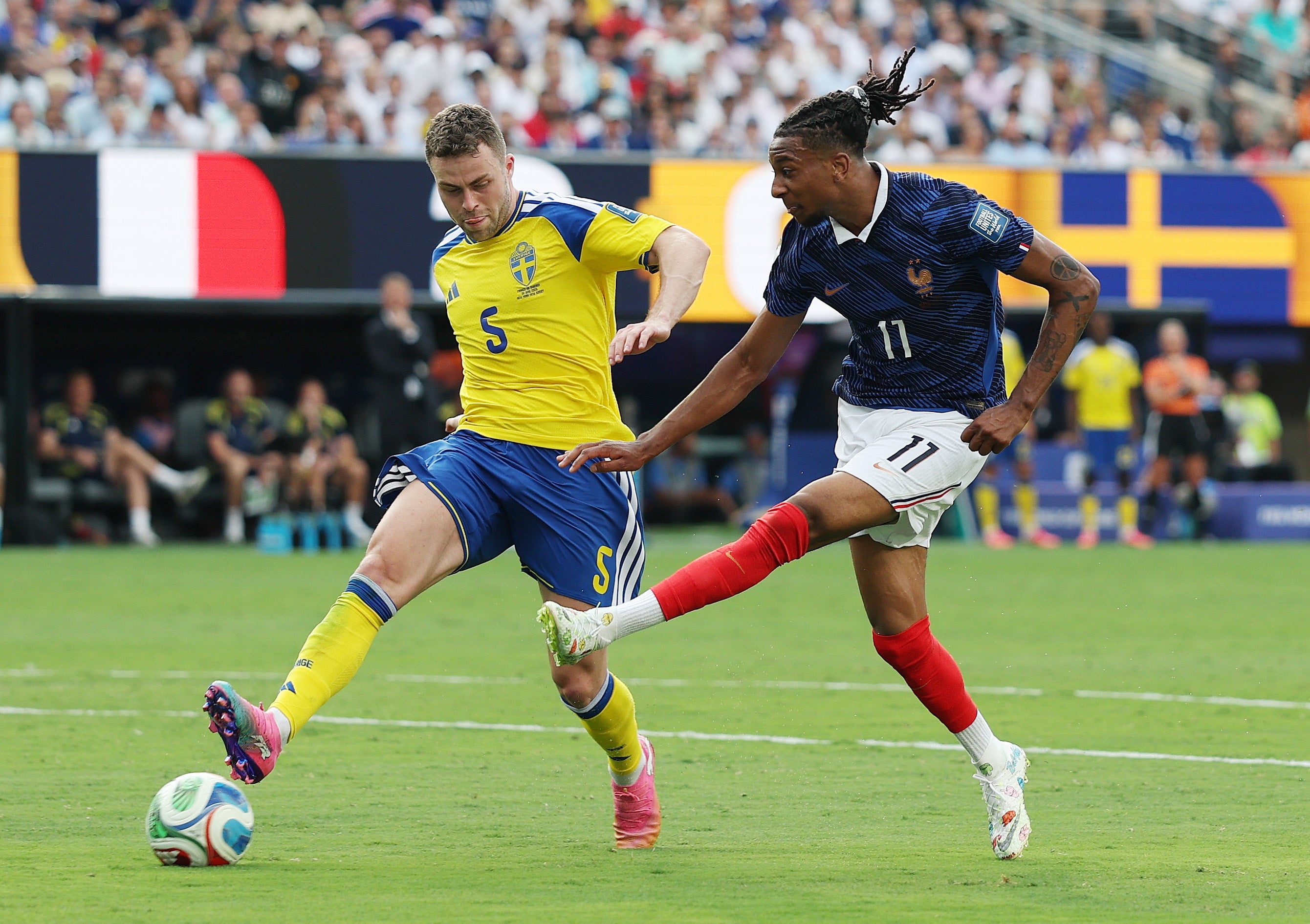 Olise set up two of the goals, making it five assists for the tournament, as France swept Sweden aside