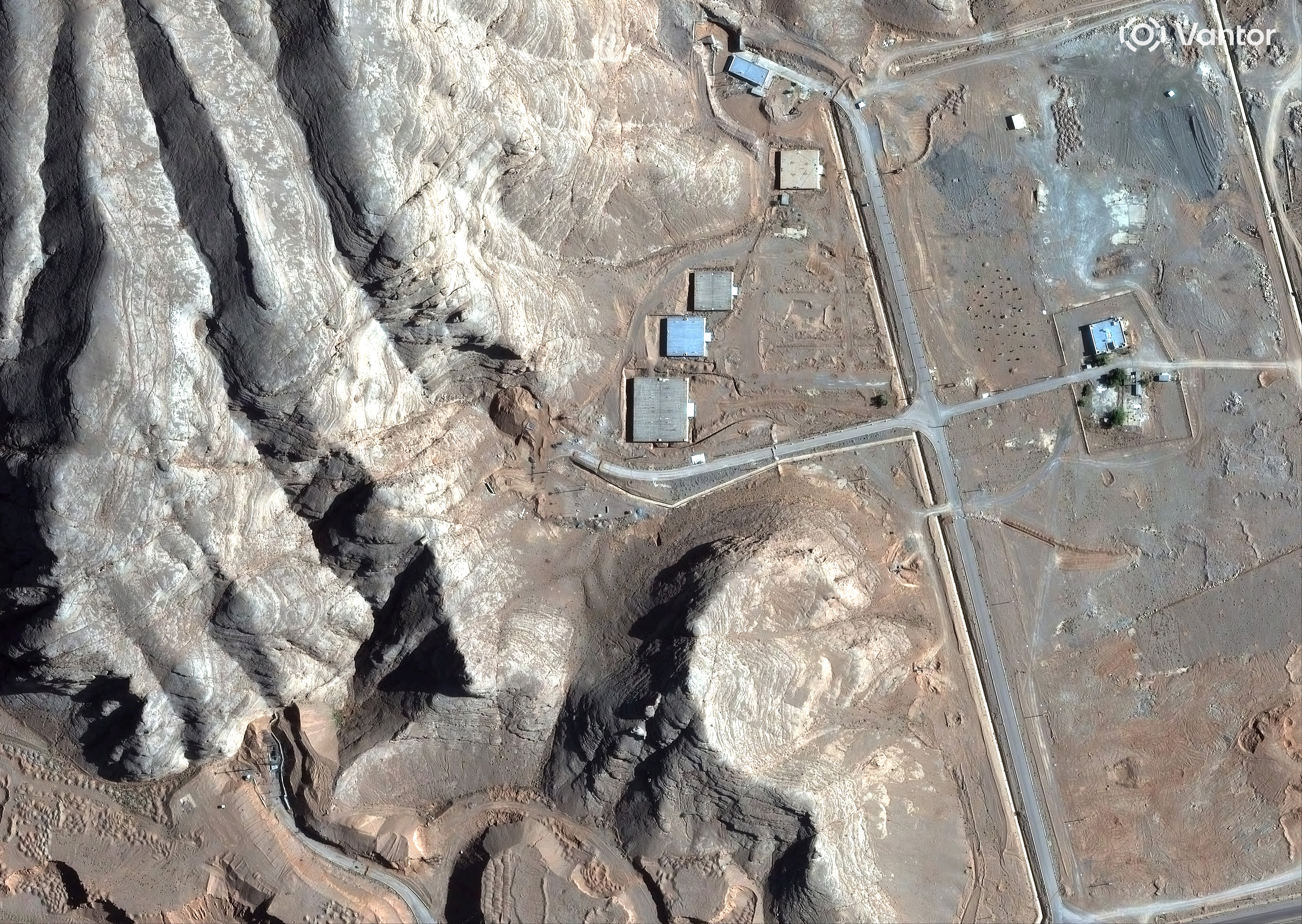 This satellite image provided by Vantor shows the overview of Isfahan tunnels June 26, 2026, in Iran