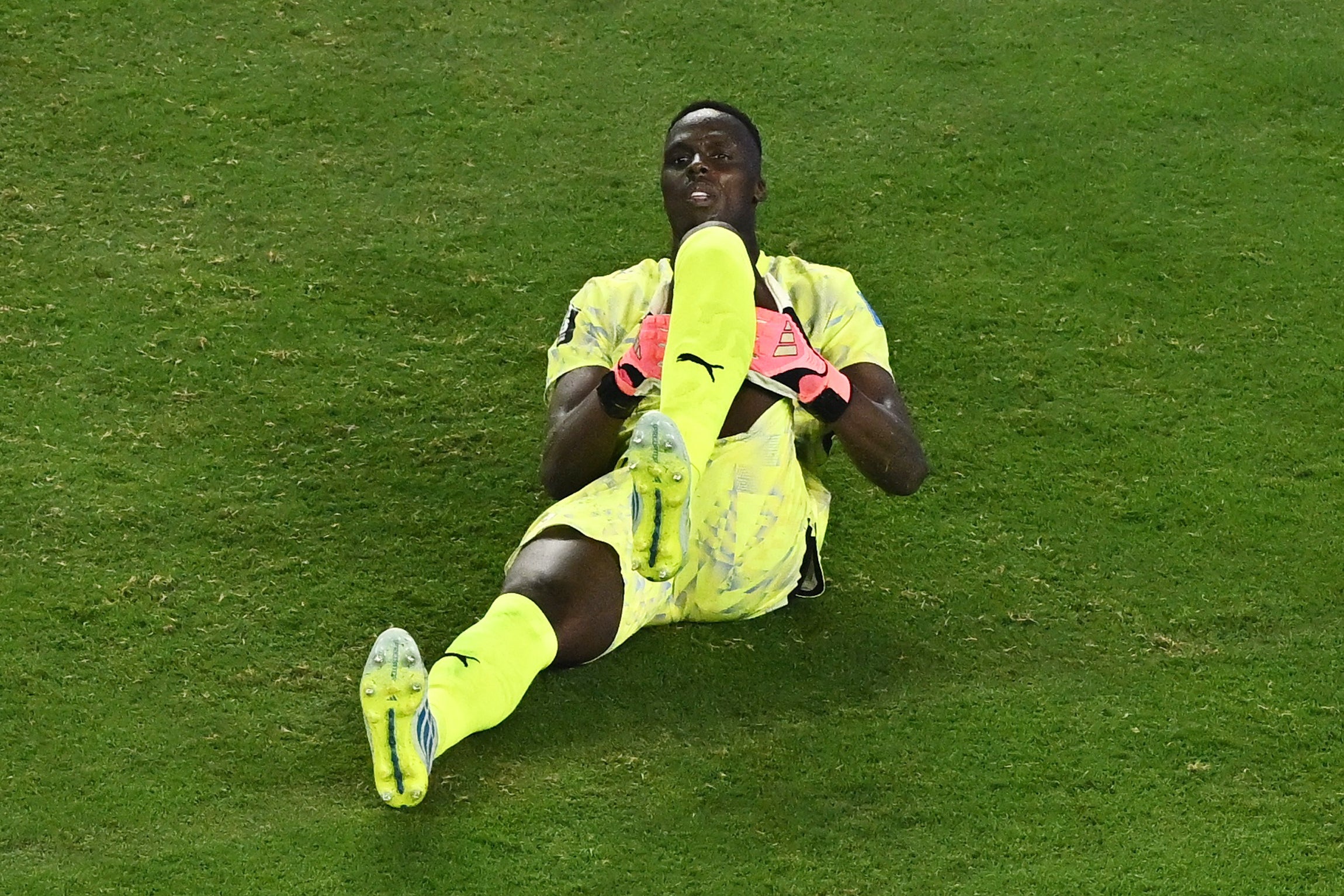 Edouard Mendy suffered a knee injury against Norway (Reuters)