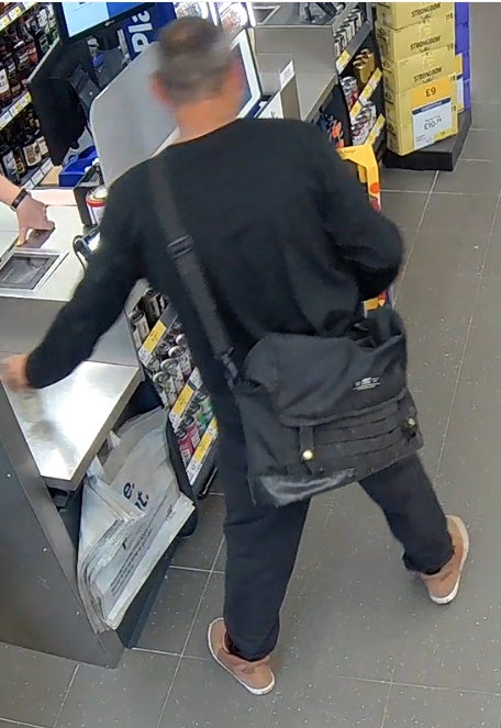 Police officers are appealing for help finding Mr Hockey's missing personal belongings, including the black satchel-style bag shown in new CCTV footage filmed at Tesco Express in Truro on June 22
