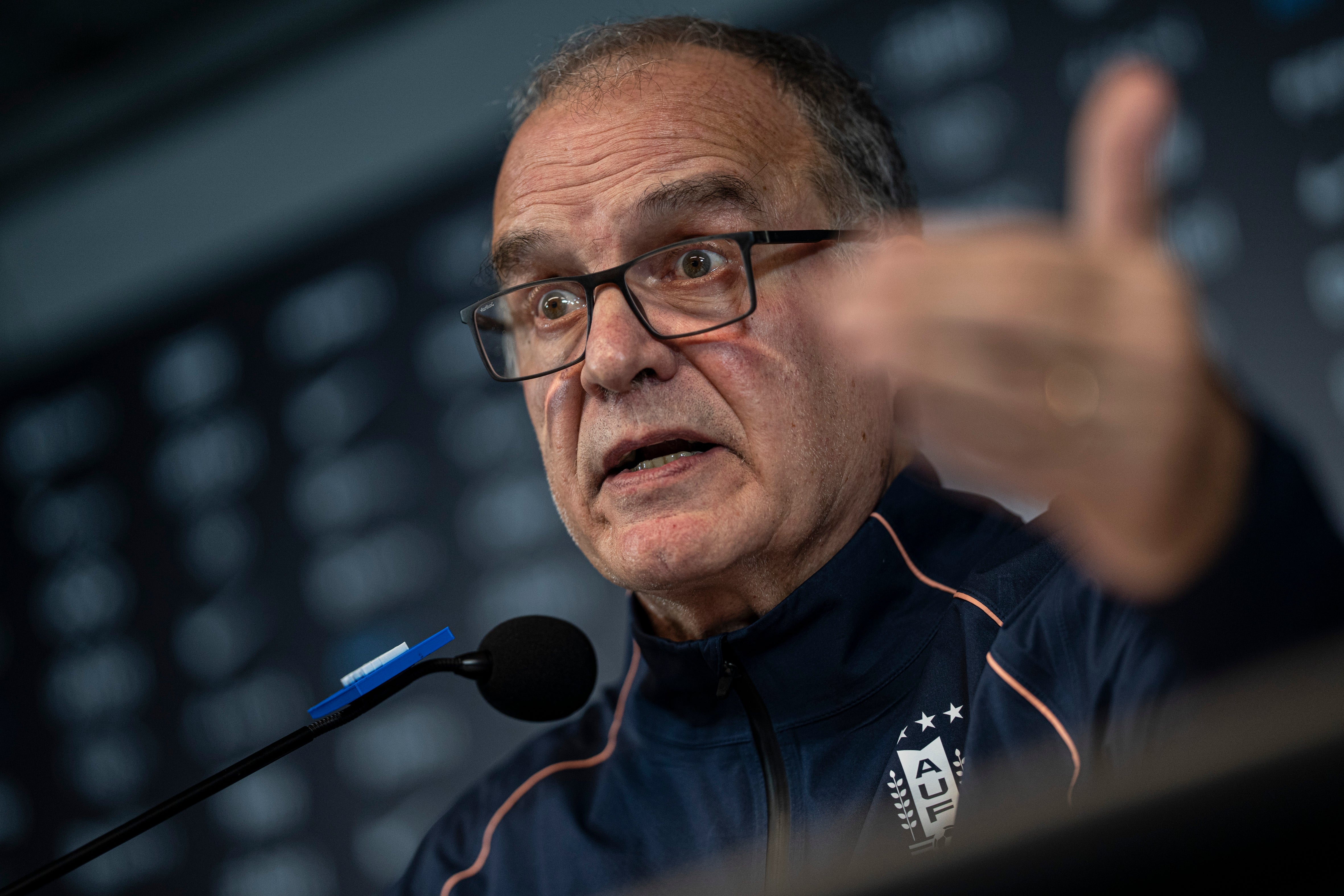 Marcelo Bielsa bid a ‘very painful’ goodbye in a lengthy press conference (Getty)