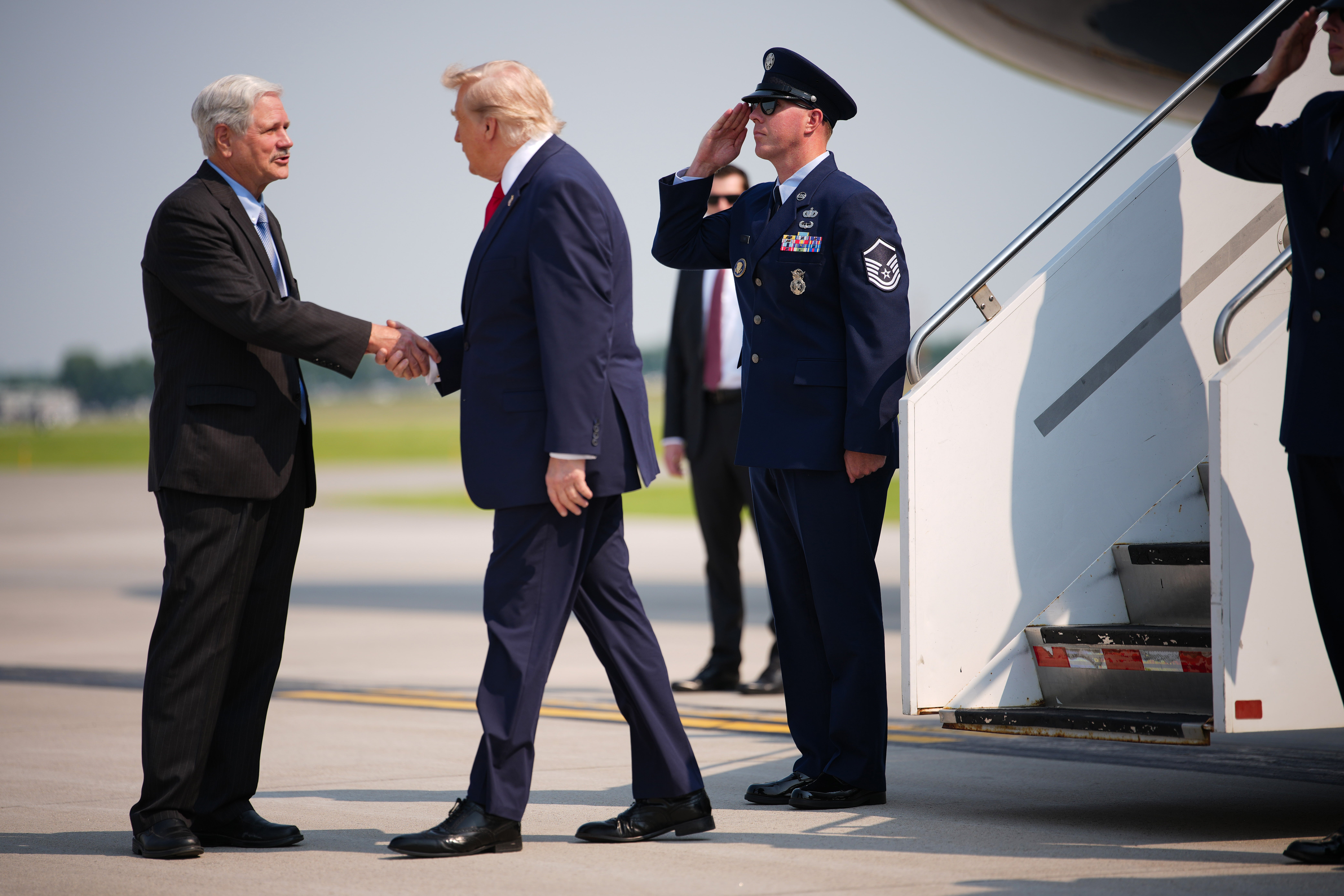 Trump touched down in North Dakota on Wednesday, following his inaugural flight on the new, Qatari-gifted Air Force One