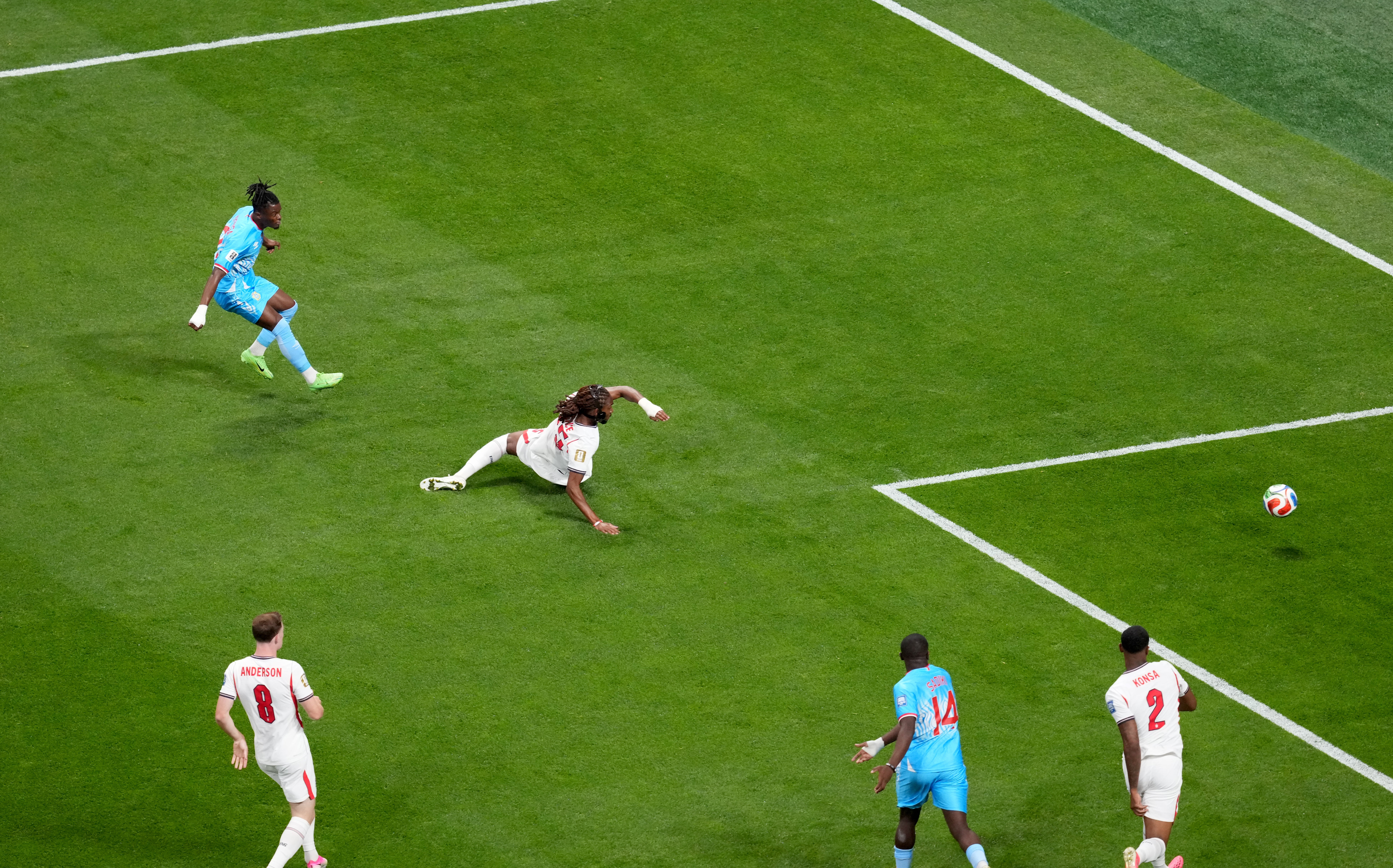 Djed Spence fails to keep out DR Congo’s goal (PA)
