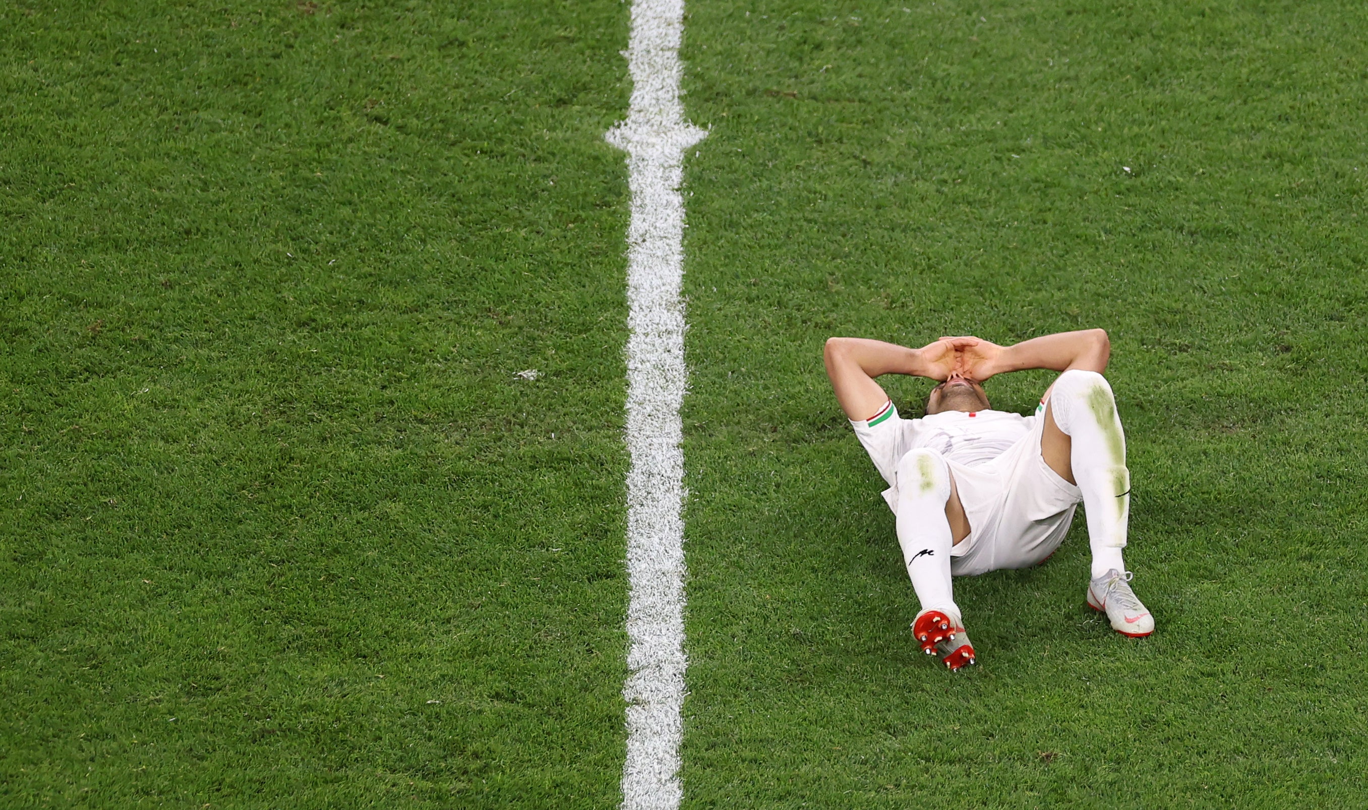 Shoja Khalilzadeh of Iran reacts after his June 26 winning goal against Egypt was voided for an offside violation. An Iranian political scientist once accused of working covertly for the Iranian government and later pardoned by Joe Biden, is now suing FIFA over the loss