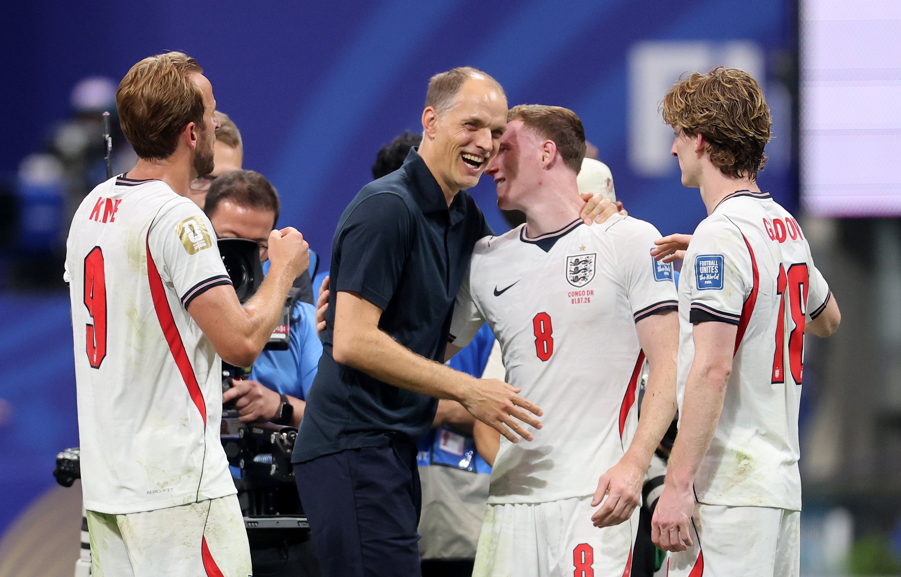 Elliot Anderson with Thomas Tuchel (centre) (Getty)