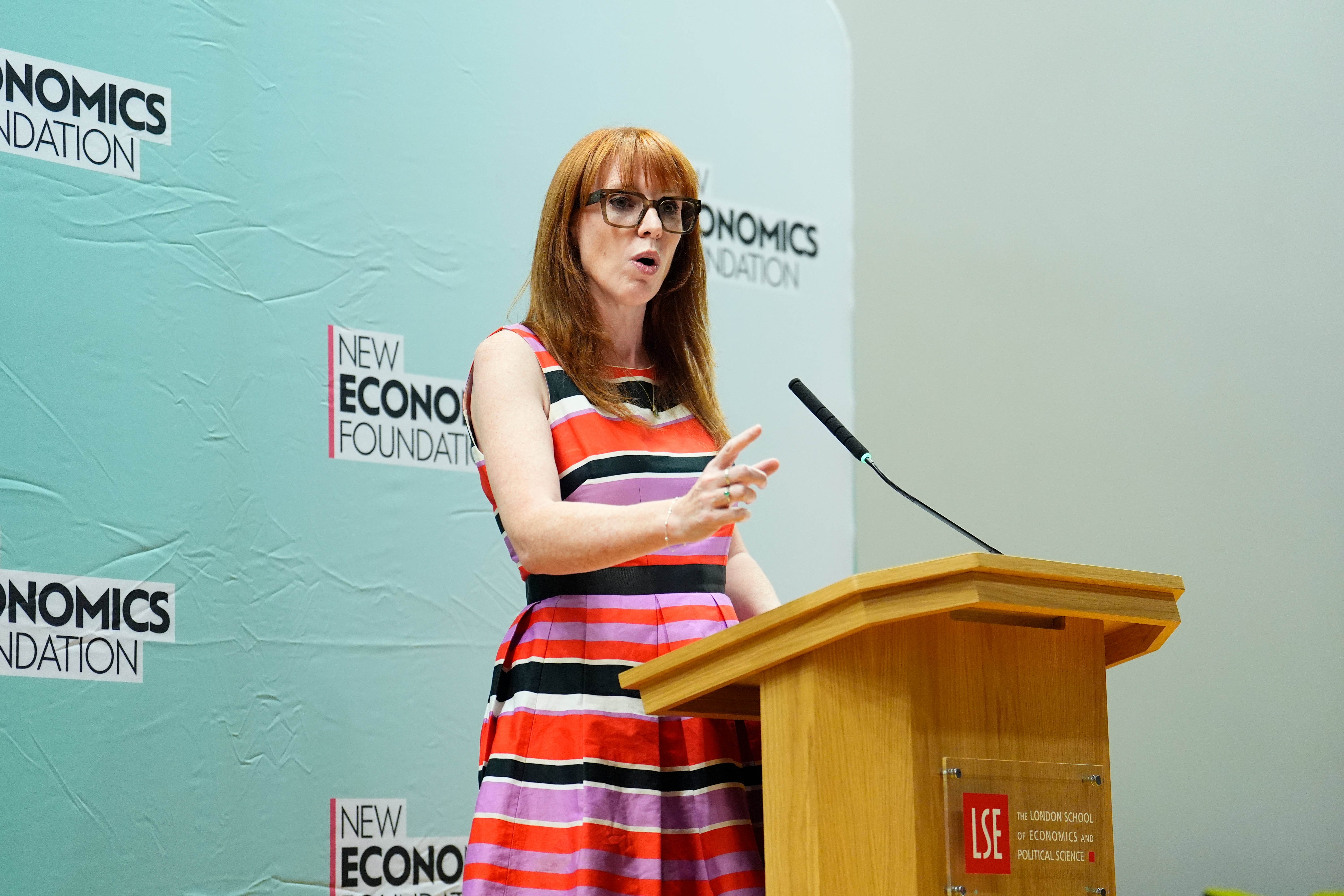 Angela Rayner during her speech in London on Wednesday