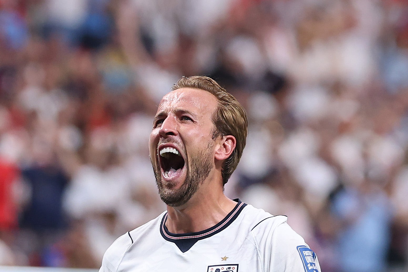 Harry Kane of England applauds fans after the team's 2-1 victory