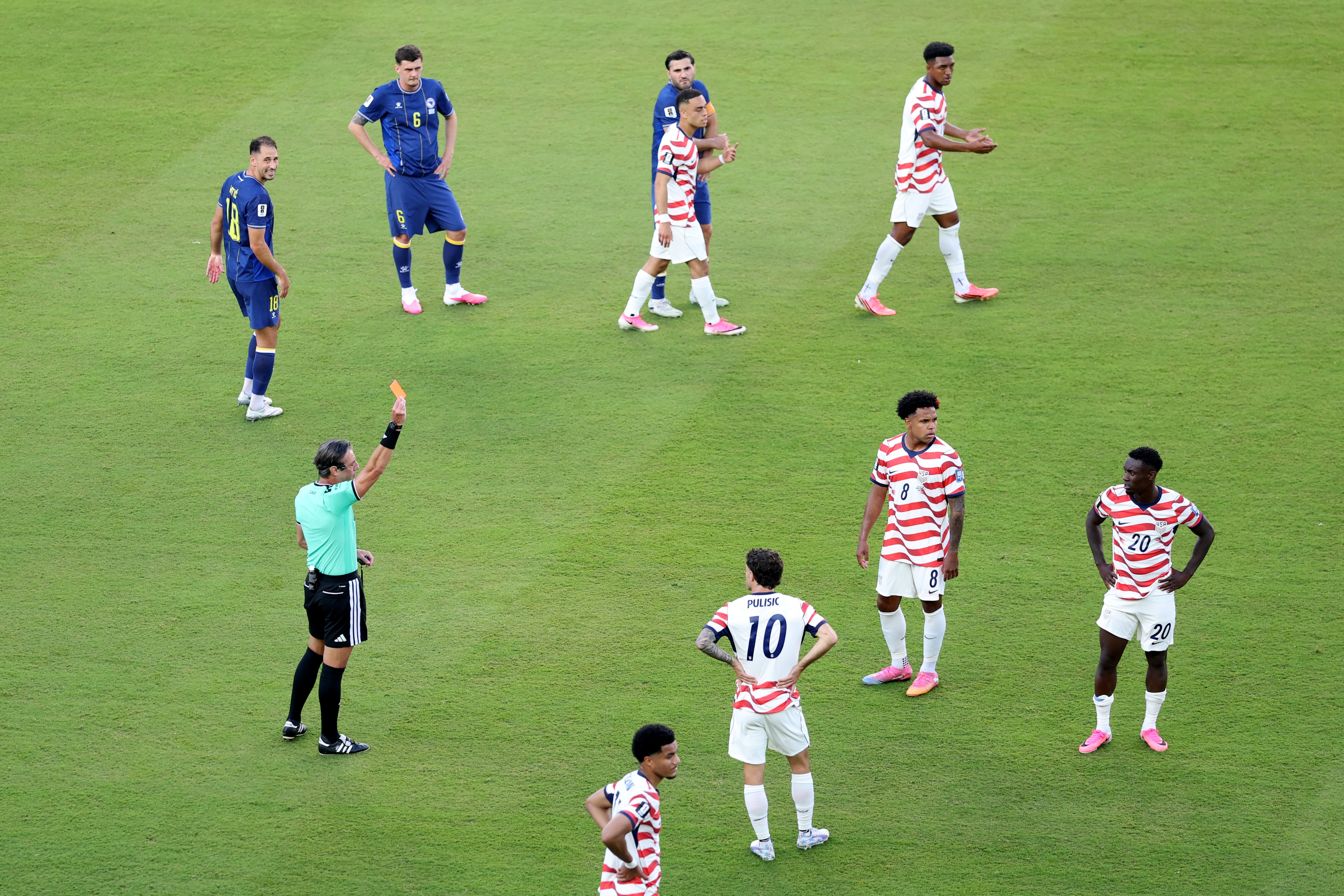Referee Raphael Claus produced a red card after a VAR review