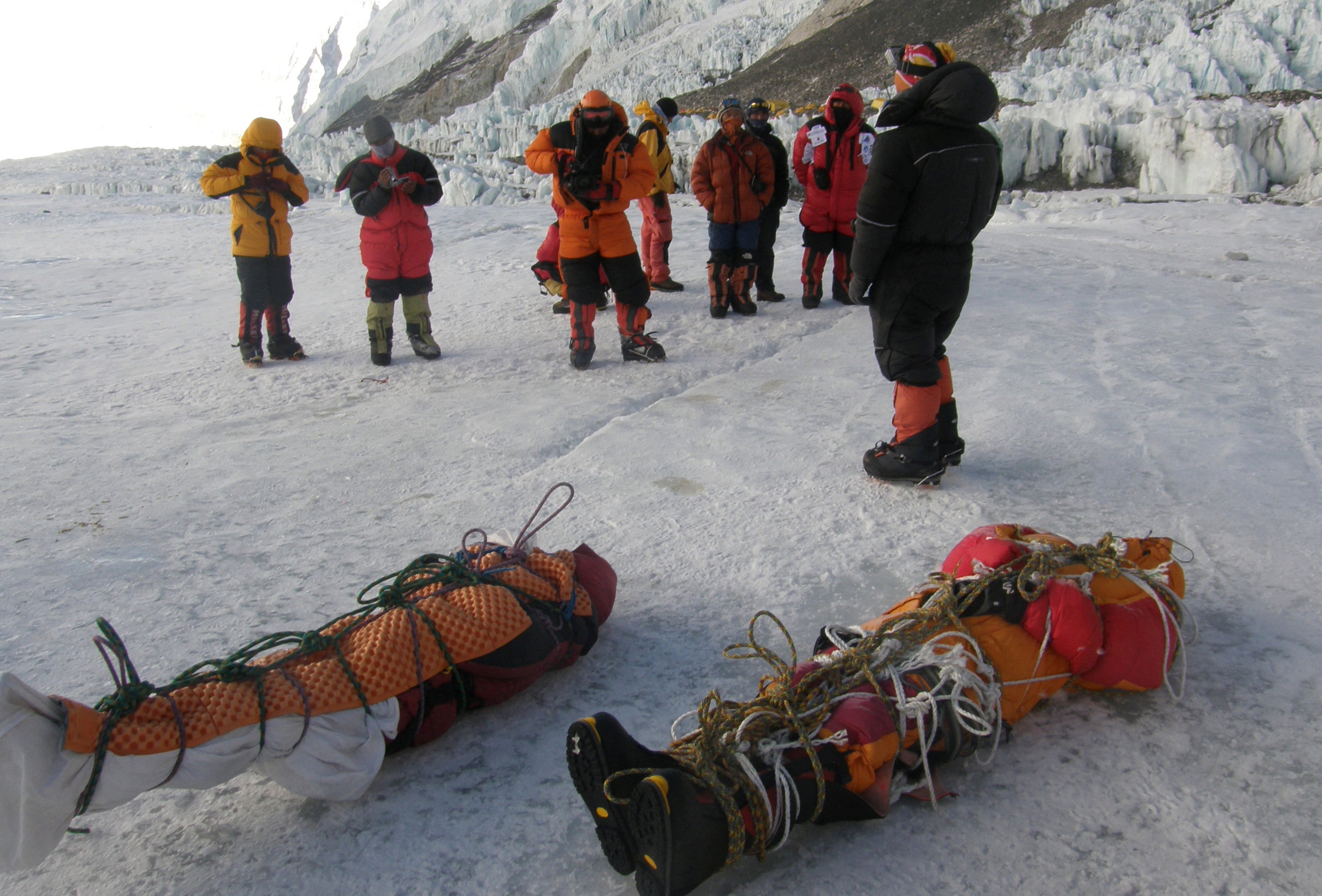 An image taken in 2010 shows Nepalese sherpas after retrieving two corpses of climbers that were left on Everest (AFP/Getty)