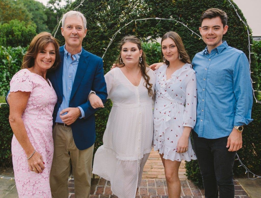 Emily, with siblings Charlotte, James and parents Debi and Tim Oliver