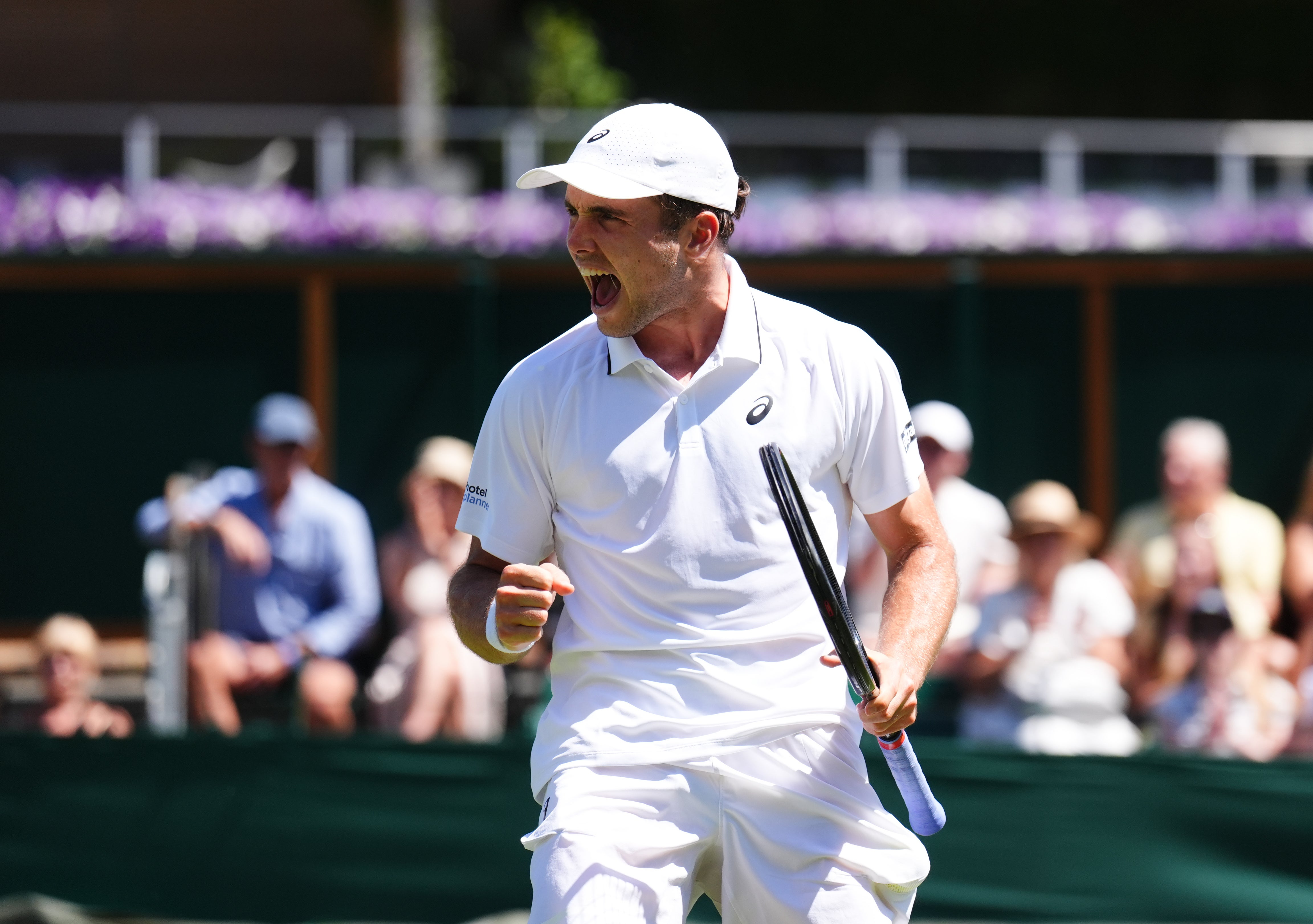 Arthur Fery celebrates a point during his match against Otto Virtanen (PA)